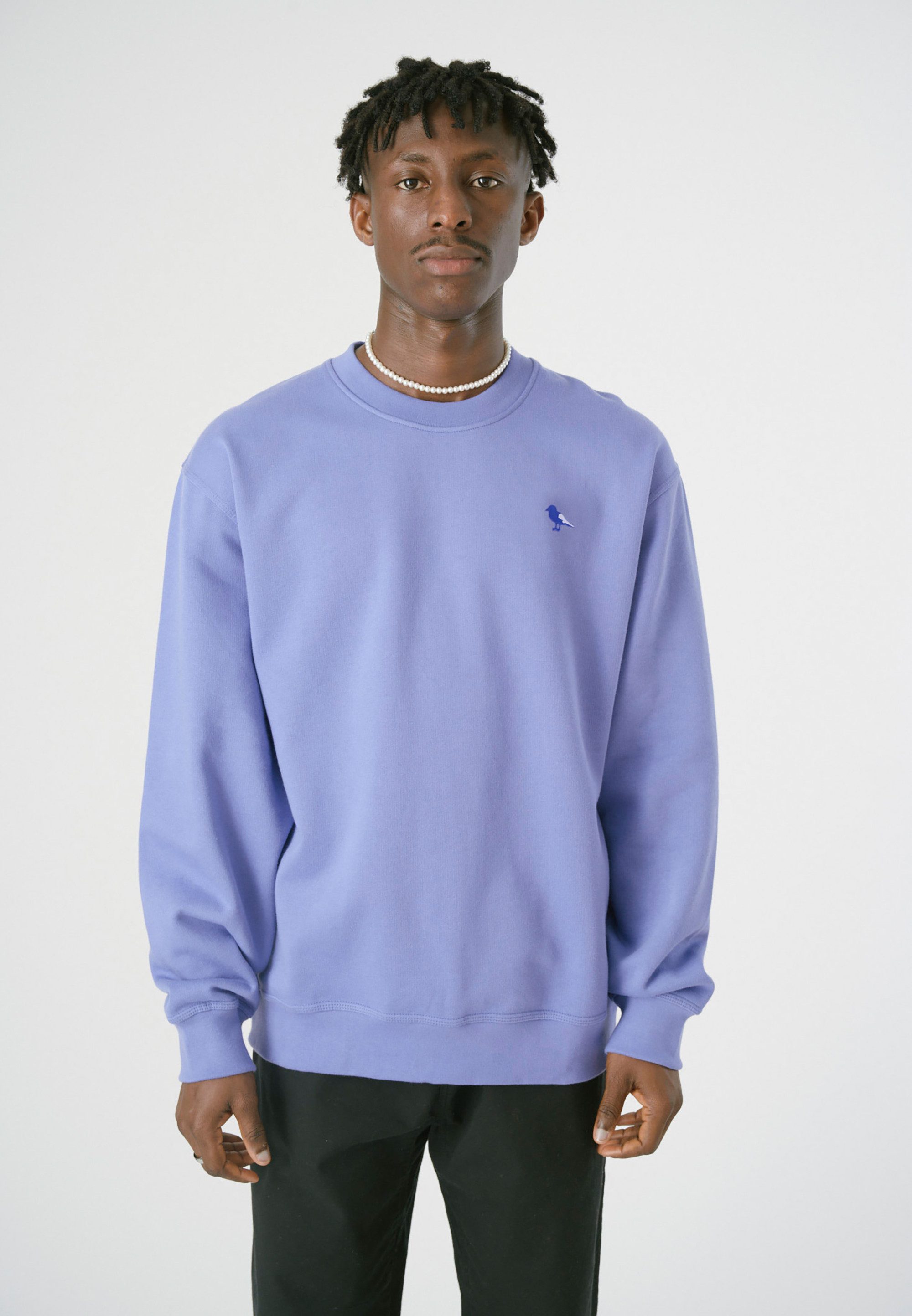 Cleptomanicx Sweatshirt Embro Gull Mono mit schöner Stickerei