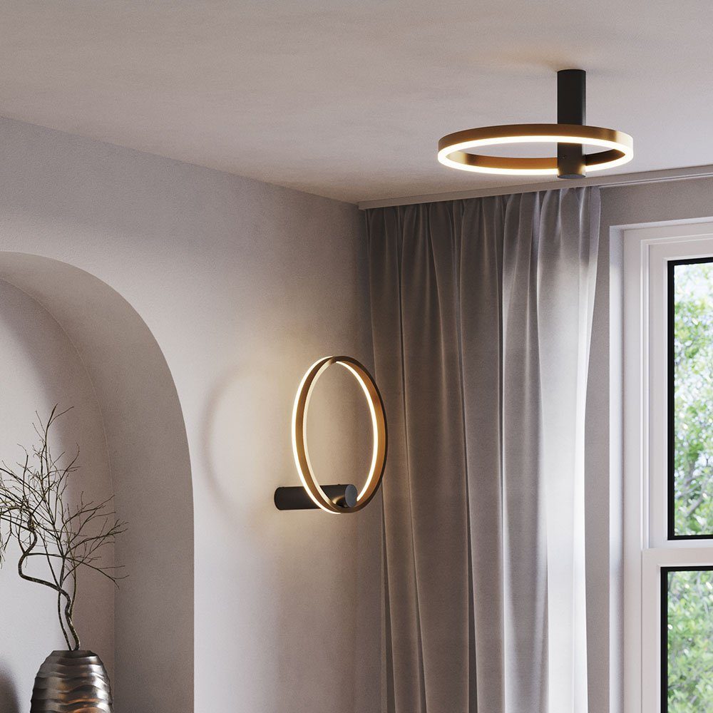 Air indirekt Deckenleuchte s.luce Warmweiß Schwarz, Wand- Ring rund Deckenleuchte & LED