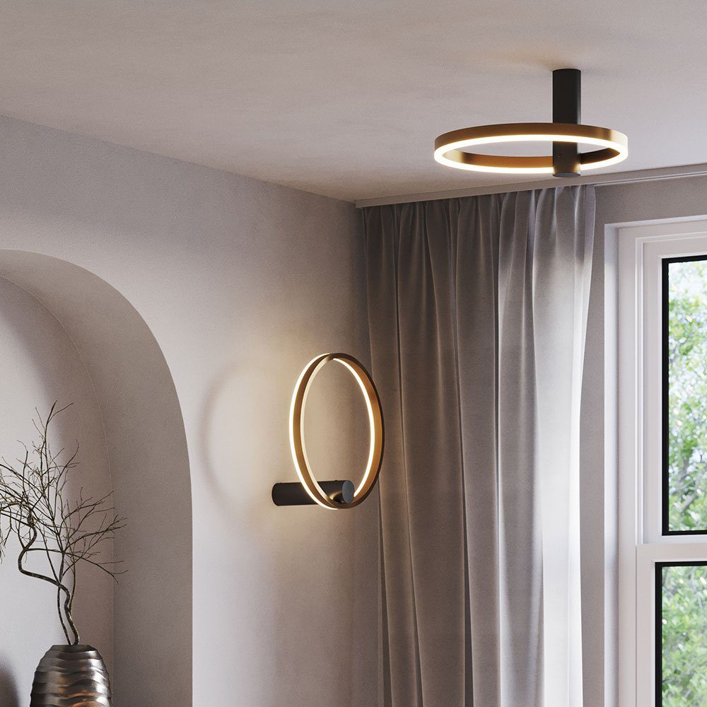 s.luce Deckenleuchte LED Wand- & Deckenleuchte Ring Air rund indirekt Ø 40cm Schwarz/Gold, Warmweiß