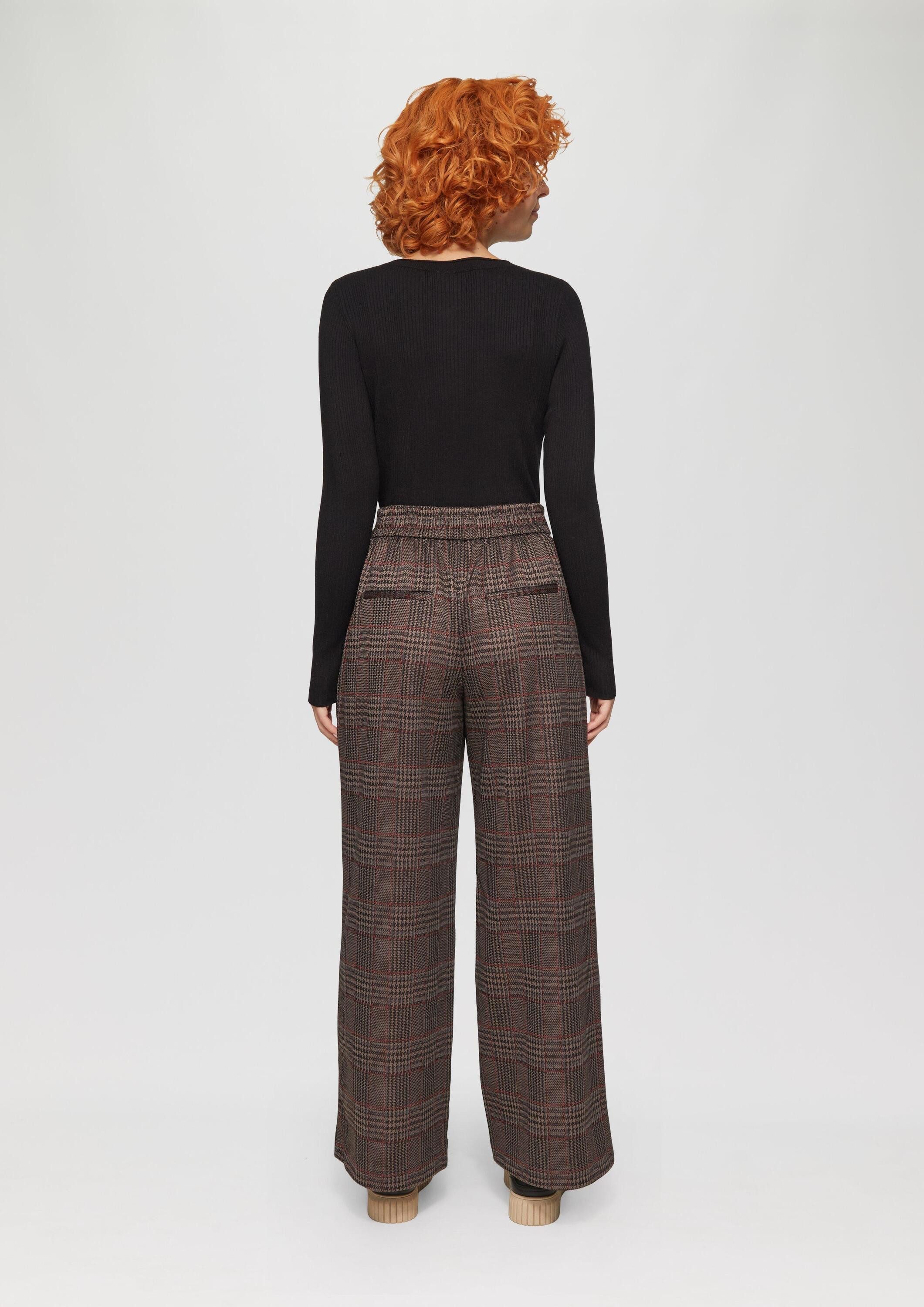 QS Chinos Hose Gemusterte Wide-Leg-Hose aus Interlock-Jersey