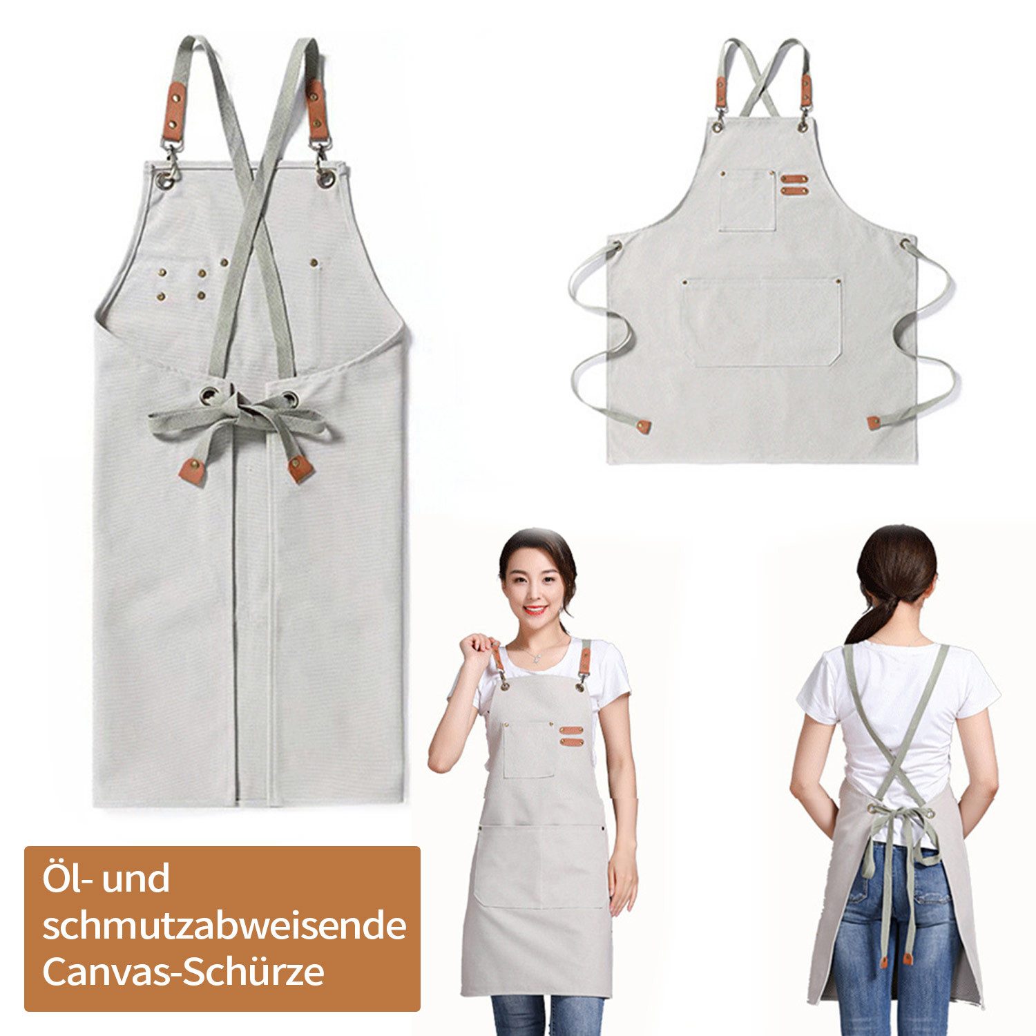 Refttenw Kochschürze Kochschürze Schürze,Grillschürze werkenschürze,mit 2 günstig online kaufen