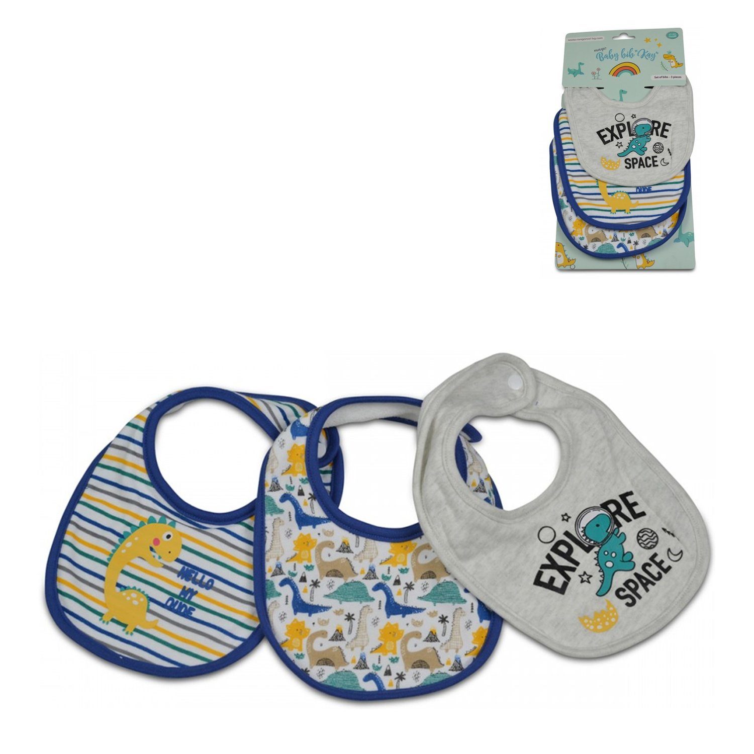 Cangaroo Lätzchen Babylatz 3er Set Kay ab Geburt, (1-St), Klettverschluss, waschbar, wasserfest blau