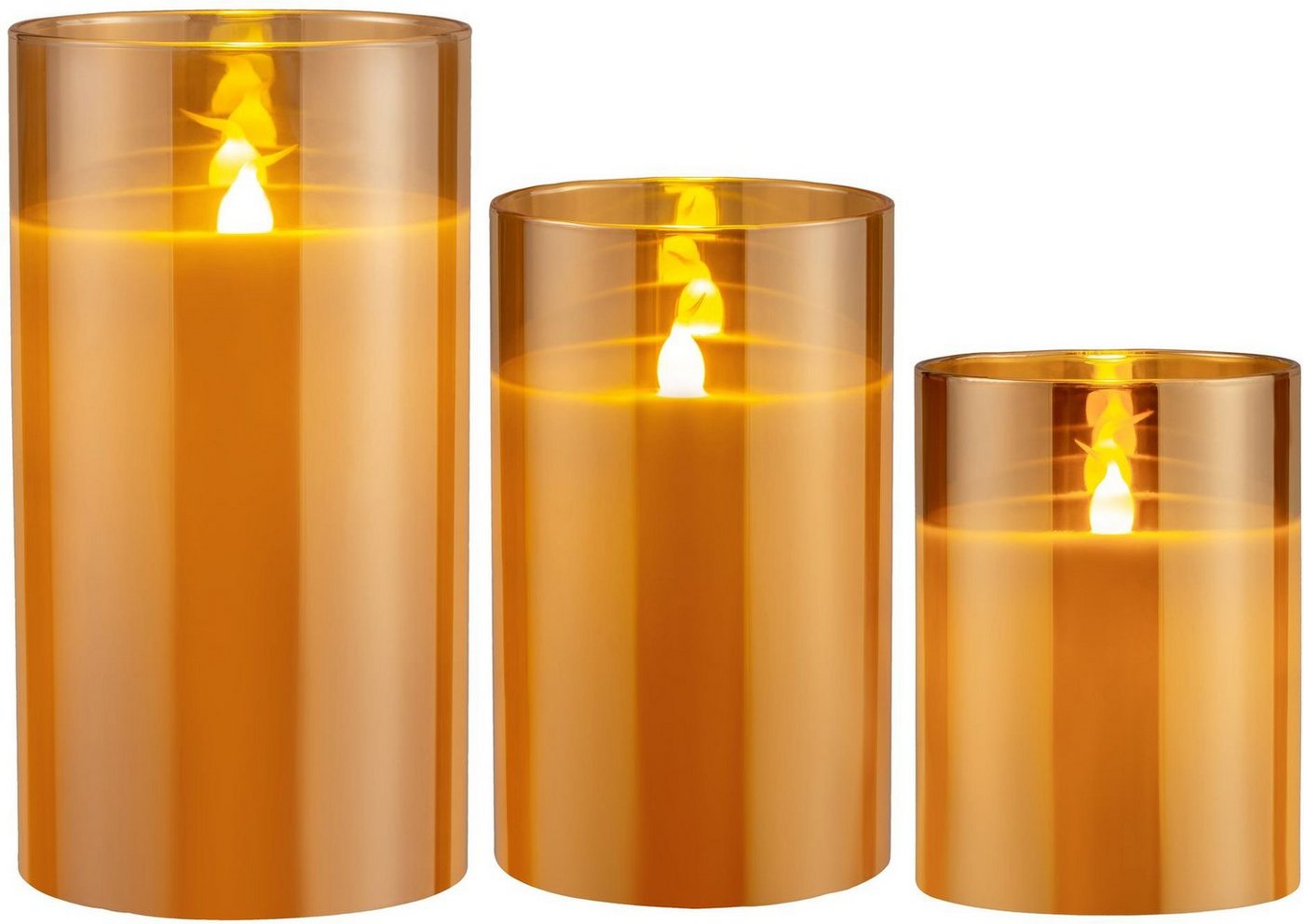 Pauleen LED-Kerze »Classy Golden« (Set, 3-tlg), Wachskerze Gold, Timer-HomeTrends