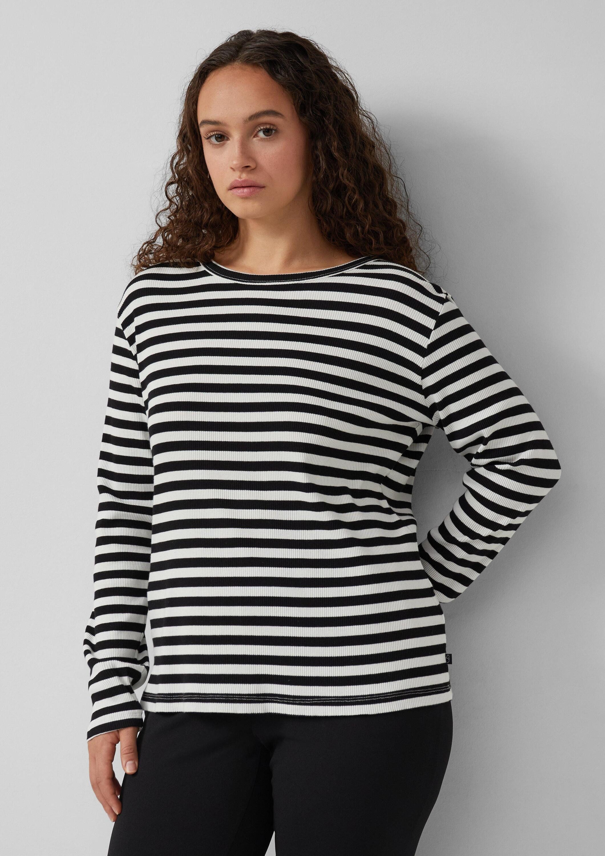 QS Langarmshirt T-Shirt Geripptes Longsleeve im Slim Fit günstig online kaufen