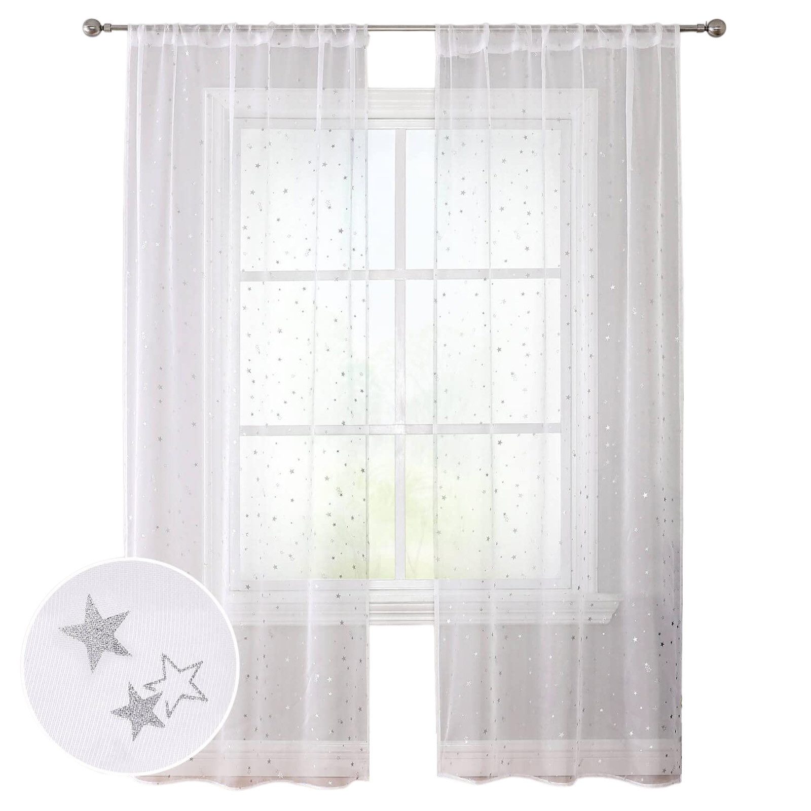 BTTO V&G Scheibengardine Fertiggardinen,Voile Vorhang mit Ösen Transparente günstig online kaufen