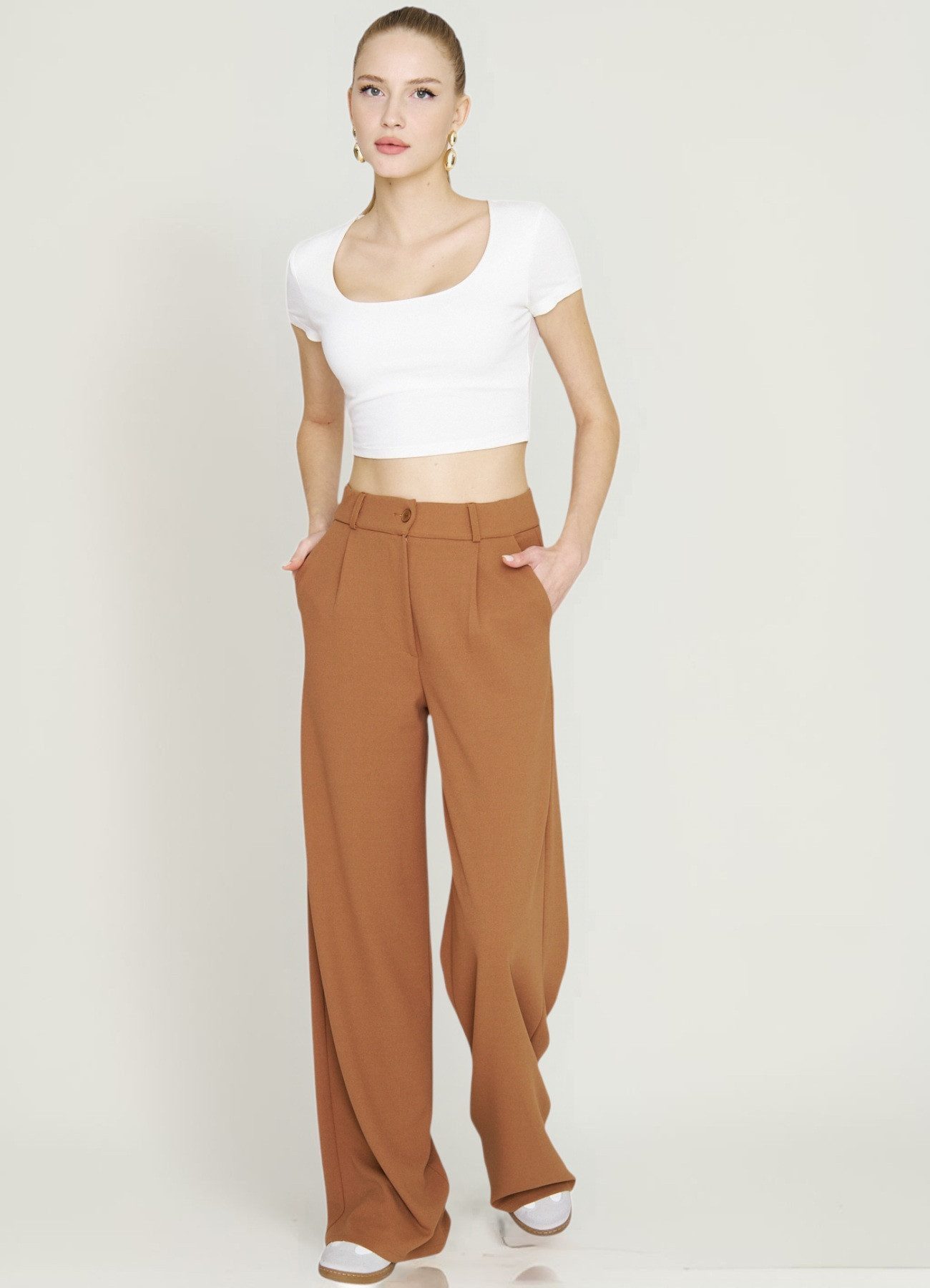 fashionshowcase Palazzohose Damen Stoffhose Marlenehose mit günstig online kaufen