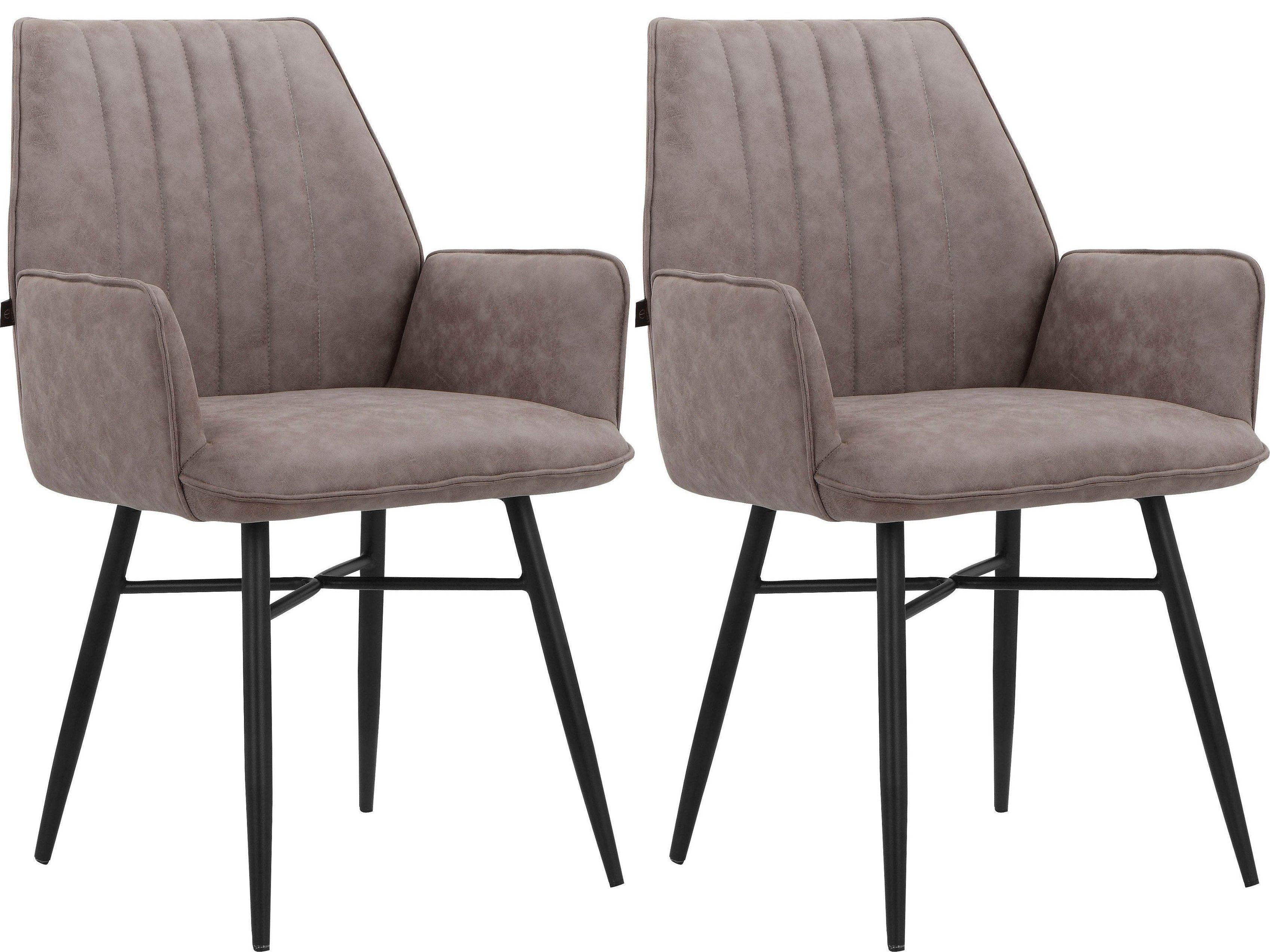 loft24 Esszimmerstuhl Kenzo (Set, 2 St), Armlehnstuhl, Bezug in Samtoptik, Polsterstuhl, Metallgestell
