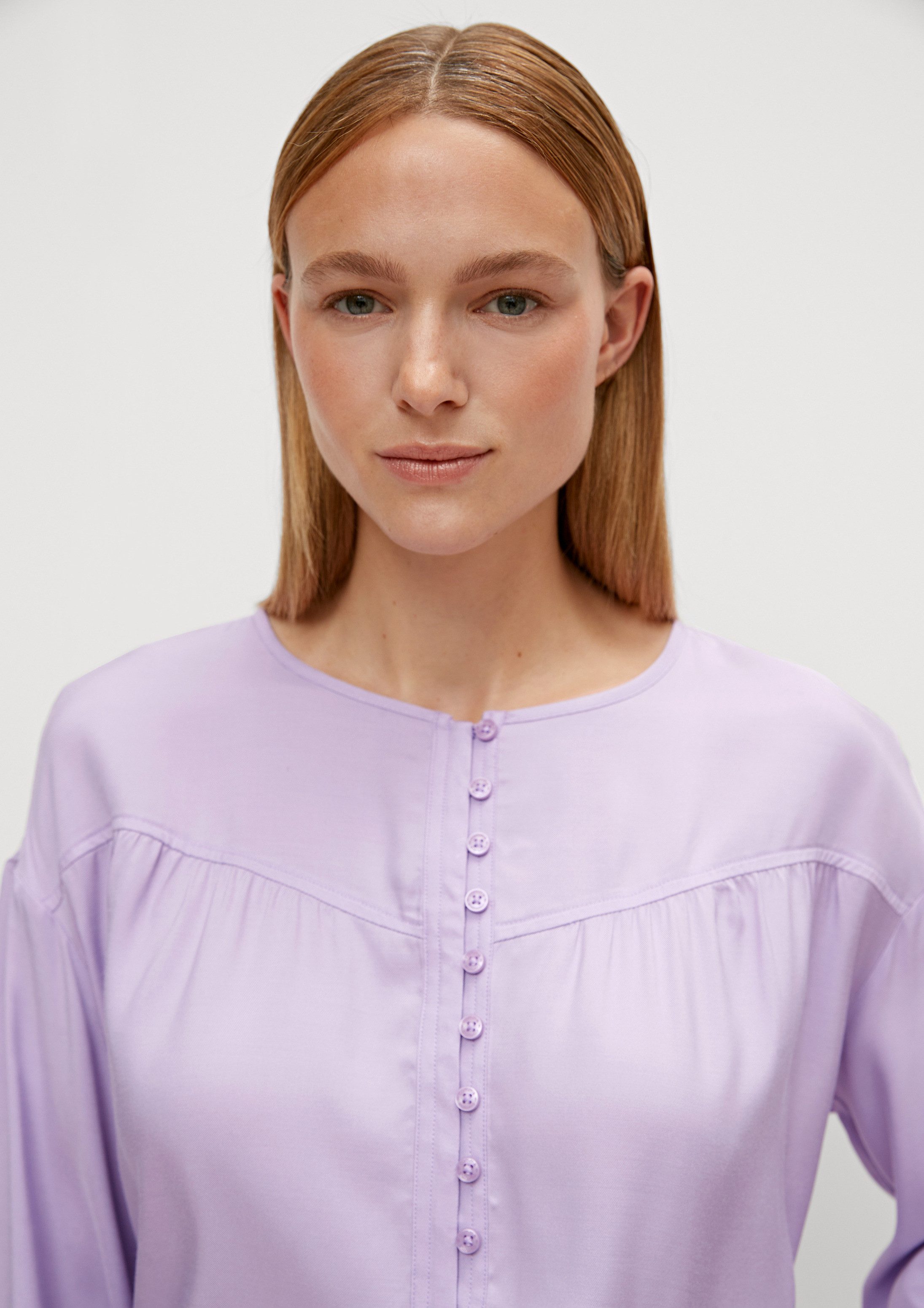 comma Langarmbluse Bluse Bluse mit Henleyausschnitt