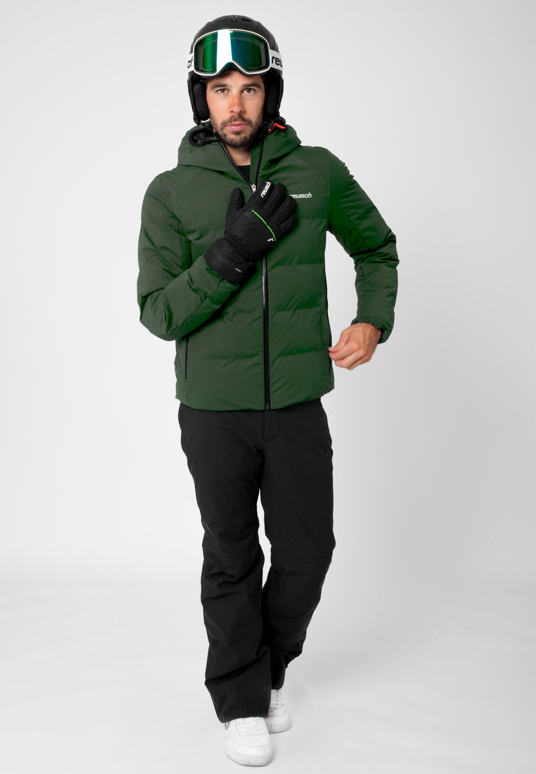 King atmungsaktivem Reusch Skihandschuhe Snow aus grün-schwarz Material