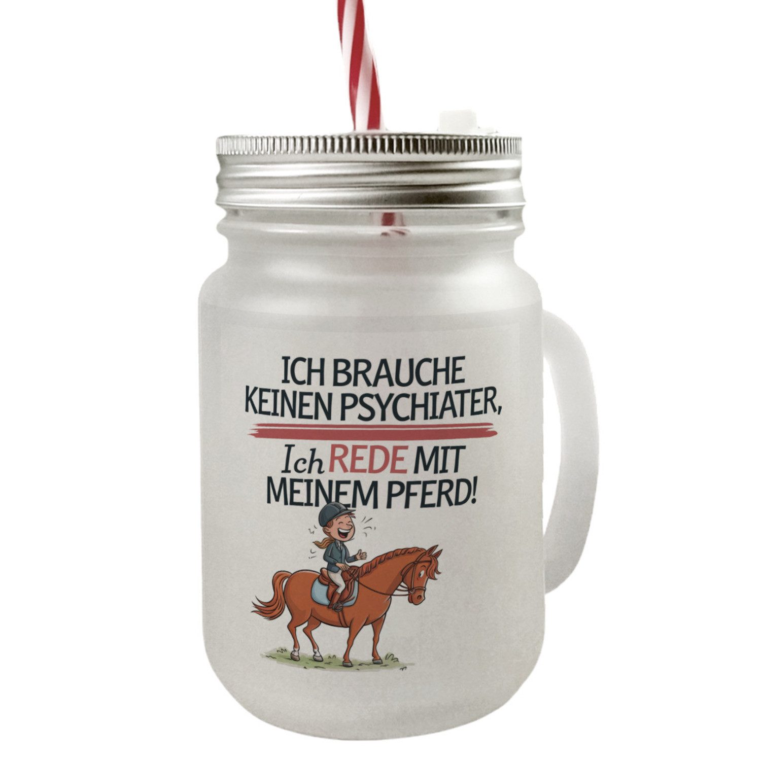 Glas Brauche keinen Psychiater Mason Jar Henkel Trinkglas mit Deckel Rede
