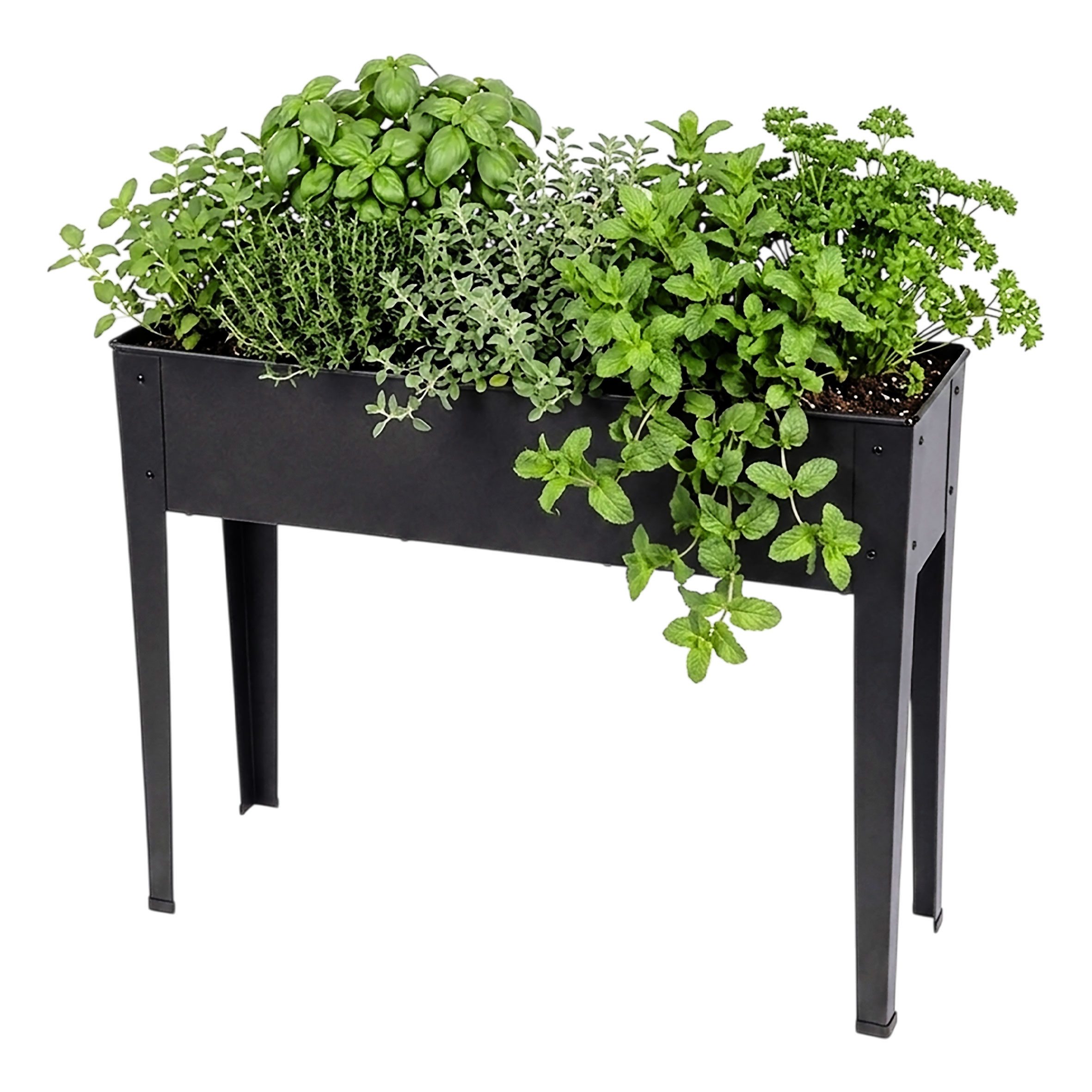 Spetebo Hochbeet Garten Hochbeet aus Metall anthrazit mit Fußkappen – 102 x 80 cm (Anzahl, 1 St., Stück), Wetterfest, robust und langlebig