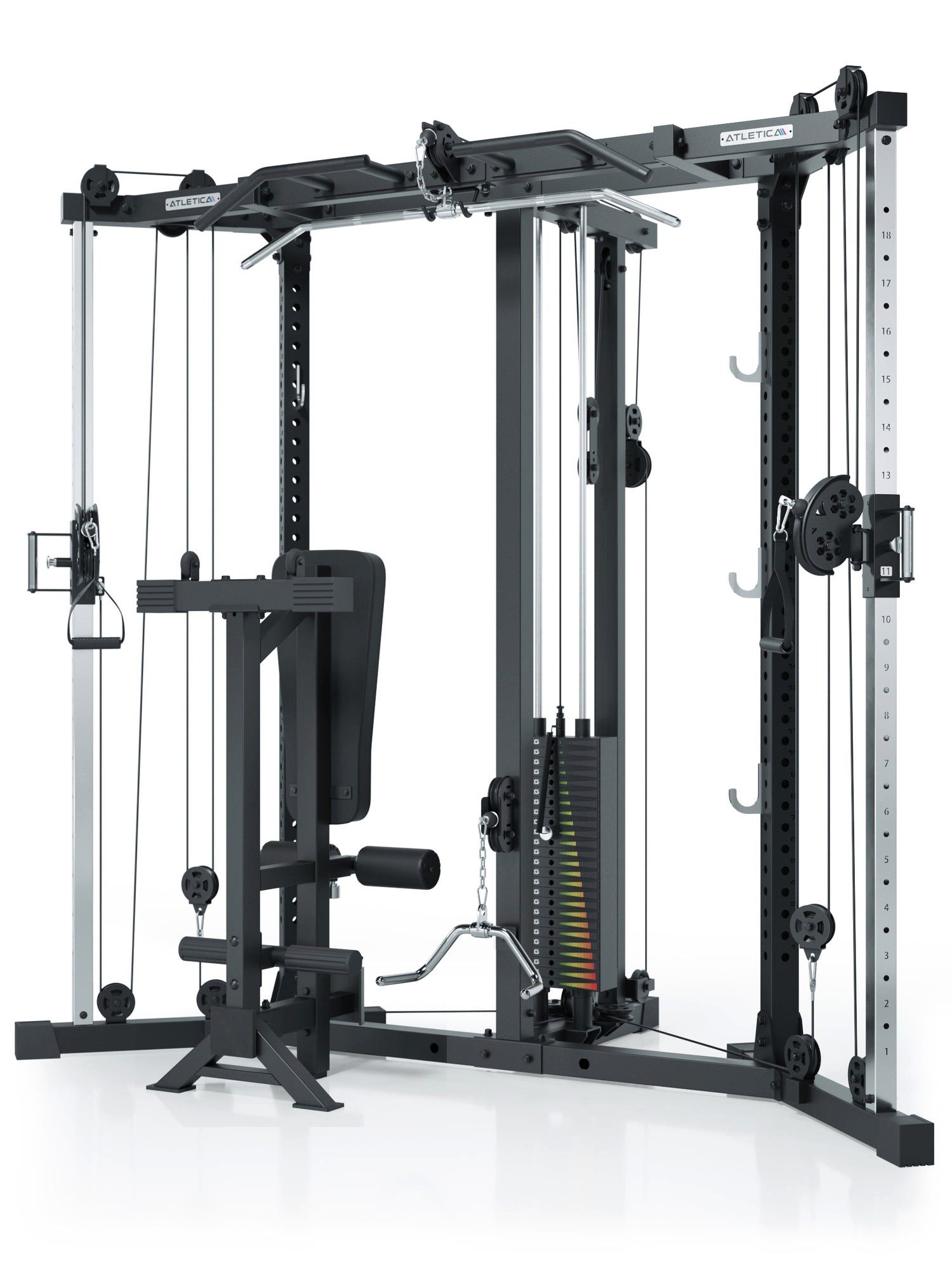 ATLETICA Power Rack Xtria, Kabelzugstation, 125kg Gewichtsblock