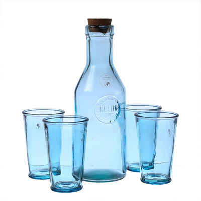 MARELIDA Gläser-Set Gläser-Set blau 5tlg. Getränke Karaffe Trinkgläser Wassergläser, Glas