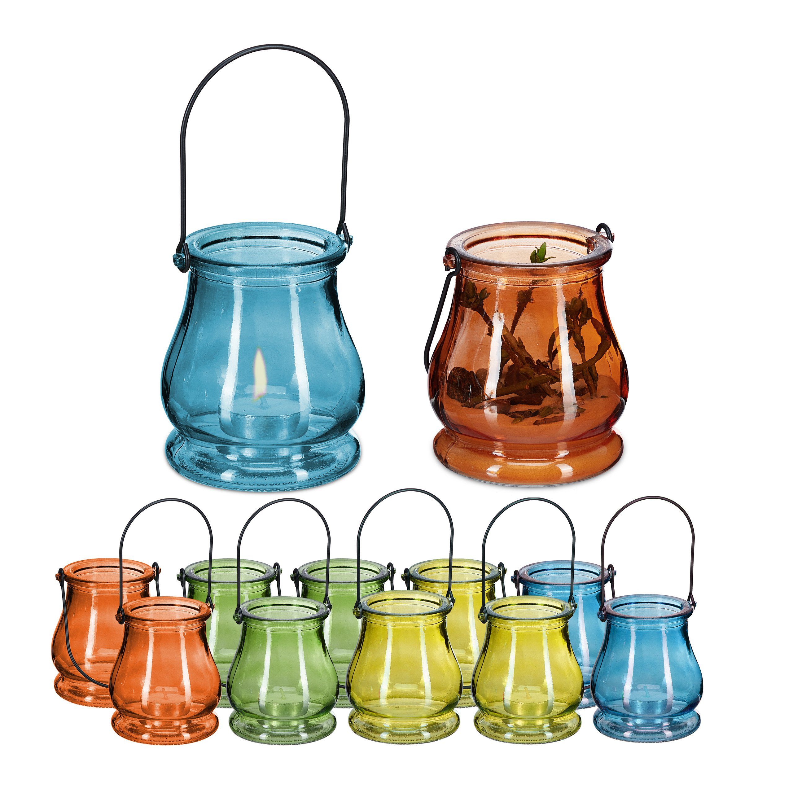 relaxdays Windlicht Glas Windlicht im 12er Set