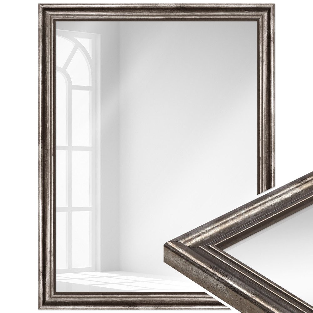 WANDStyle Wandspiegel H400, Silber, aus Massivholz günstig online kaufen