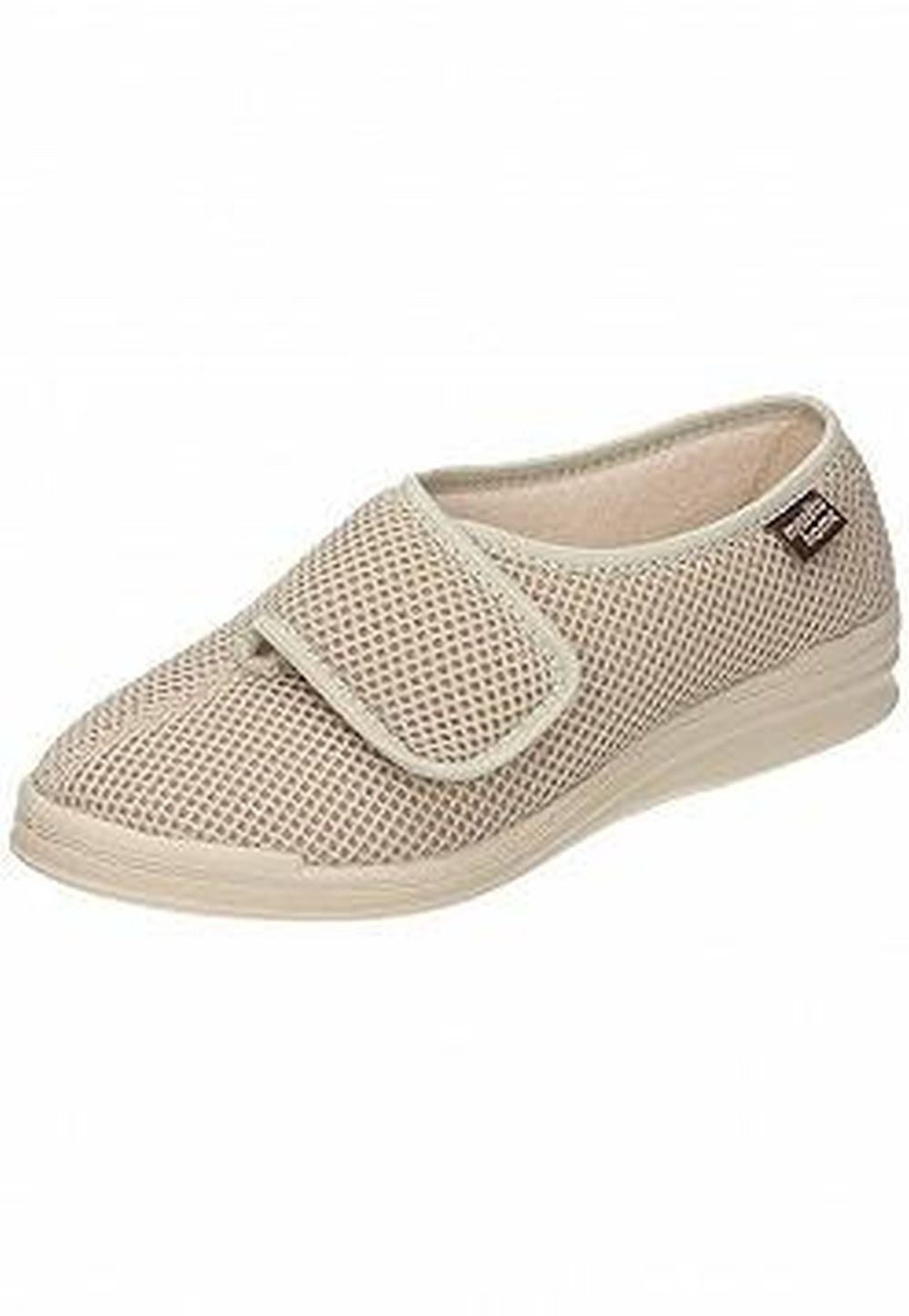 Manitu Manitu home Damen Kletthausschuhe Waffelmuster; beige 41 Pantoffel