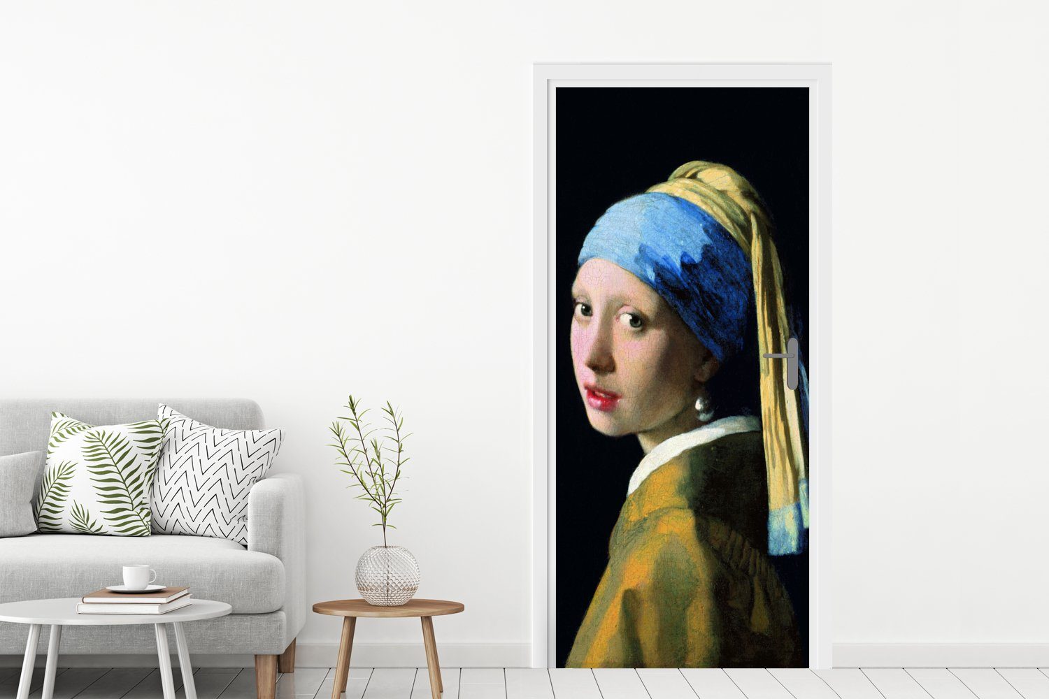 MuchoWow Türtapete bedruckt, - Fototapete Türaufkleber, 75x205 Das Matt, Mädchen Johannes dem Perlenohrring Tür, (1 cm St), für mit Vermeer