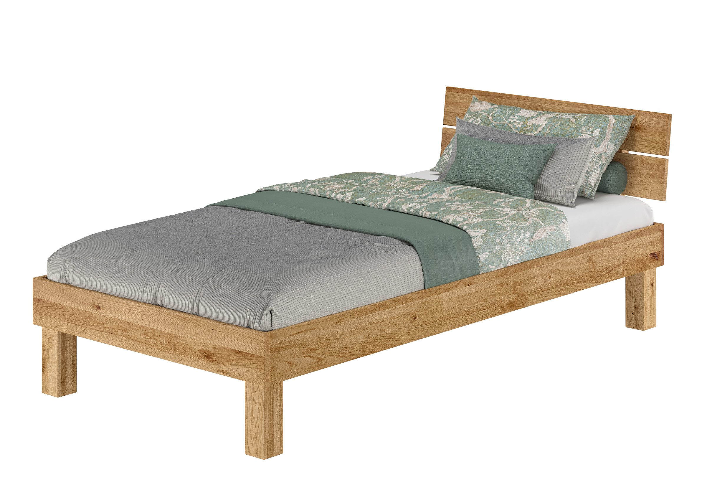 ERST-HOLZ Massivholzbett Breiteres Bettrahmen Bettgestell 100x200 cm Eiche günstig online kaufen