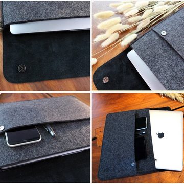 ViSation Laptoptasche Notebooktasche (1-tlg., Schutzhülle Größe 35 x 25 cm), Made in Germany, Leder, Wollfilz