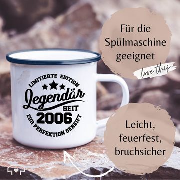 Shirtracer Tasse Legendär seit 2006 - schwarz, Stahlblech, 18. Geburtstag Tasse
