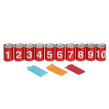 Idena Spiel, Idena 40189 - Spiel-Set Dosenwerfen mit 10 nummerierten Metall-Dosen