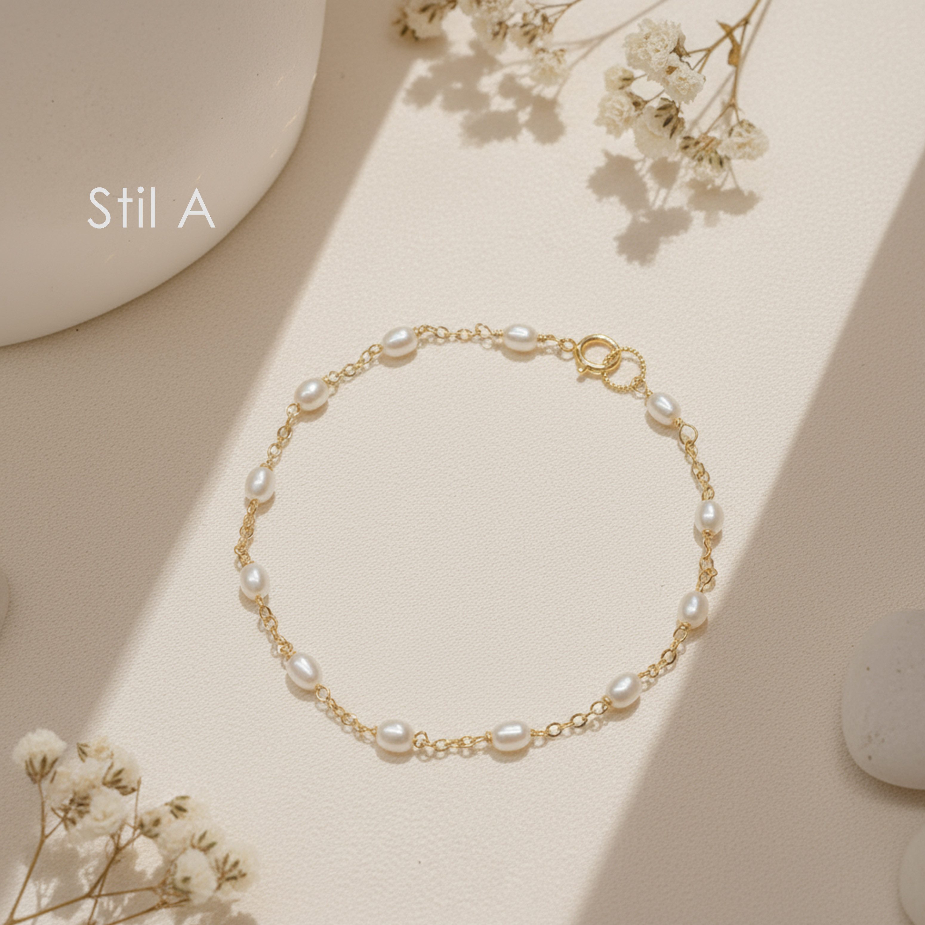 GOLDEN Perlenarmband 14K Gold gefüllt mit Süßwasserperlen Armband, zierlich günstig online kaufen