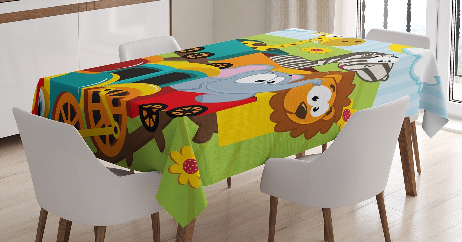 Abakuhaus Tischdecke Farbfest Waschbar Für den Außen Bereich geeignet Klare Farben, Tier Baby-Safari Wilde Tiere | Tischdecken