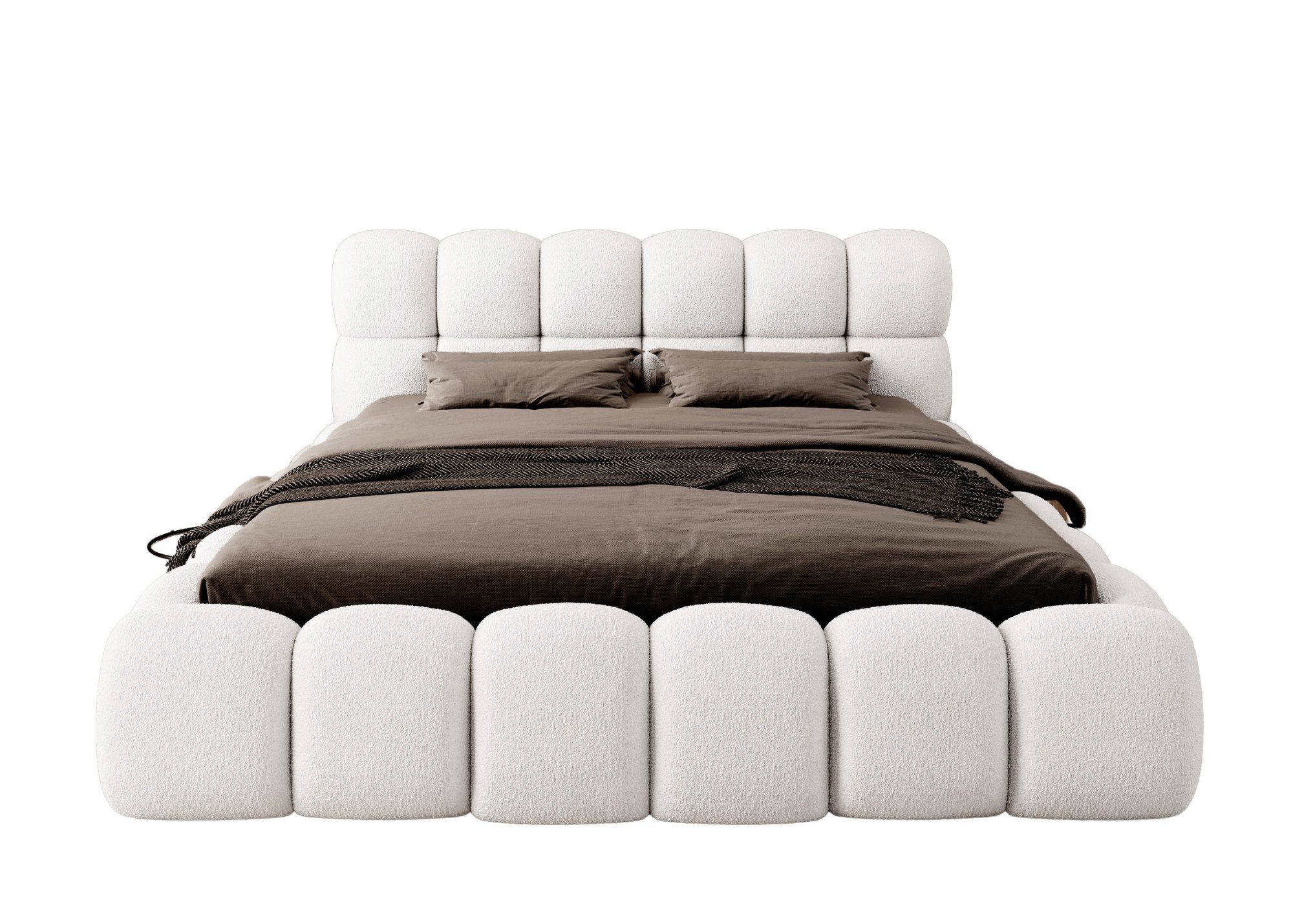 thematys Polsterbett mit Bettkasten / Stauraumbett, Bouclé 140x200 - 200x200cm (Optional mit 28 cm H3/H4 Taschenfederkern oder 23 cm Taschenfederkern-Matratze H – Bild 5 von 5