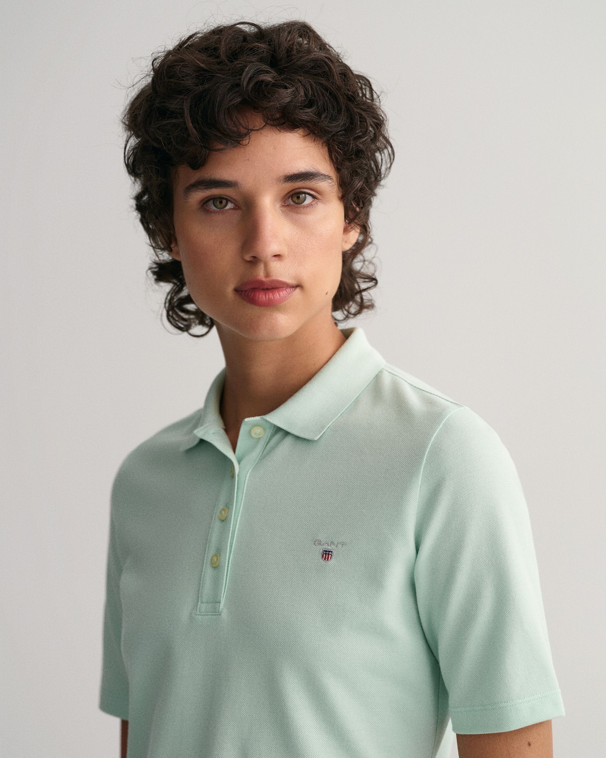 Gant Businessshirt Original längerem Poloshirt Arm mit green minty Piqué