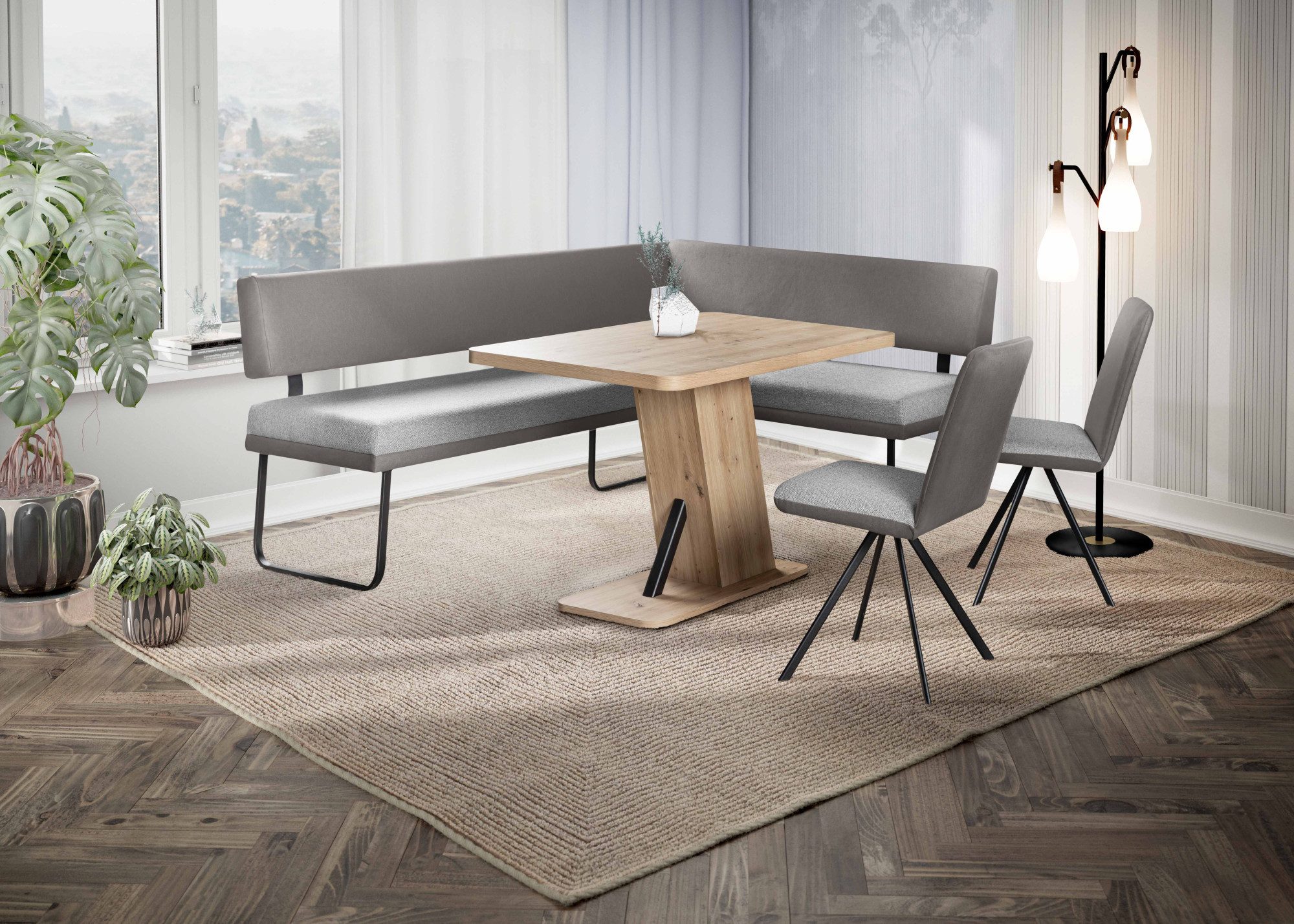 OTTO home Eckbank Gabi Esszimmerbank, Bank, Küchenbank, Polsterbank, Gestell aus matt-schwarzem Flachmetall, stabil, 2-Stoff-Design
