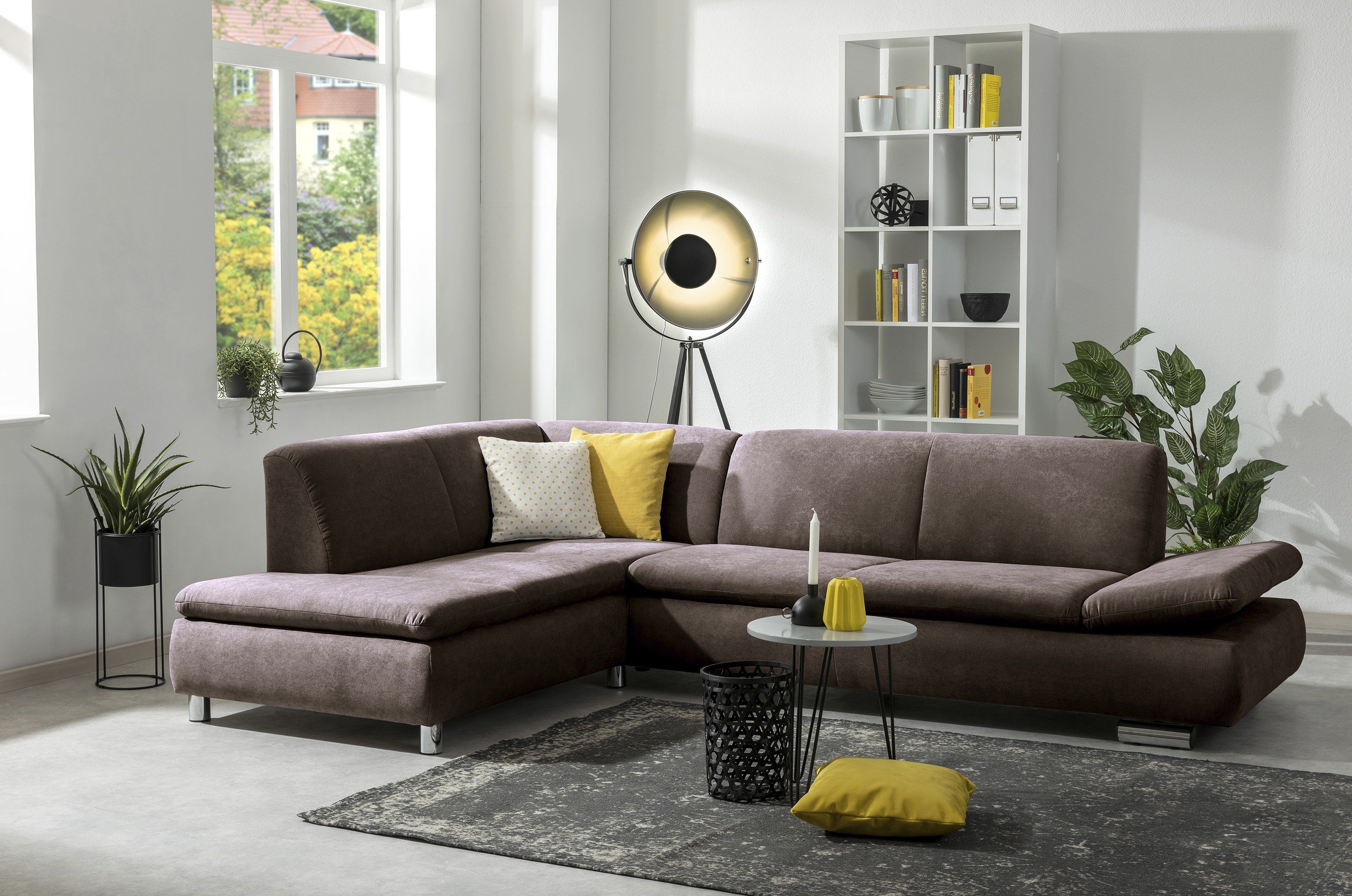 Max Winzer® Ecksofa Terrence Ecksofa links mit Sofa 2,5-Sitzer rechts Flachgewebe schoko, 1 Stück, Made in Germany