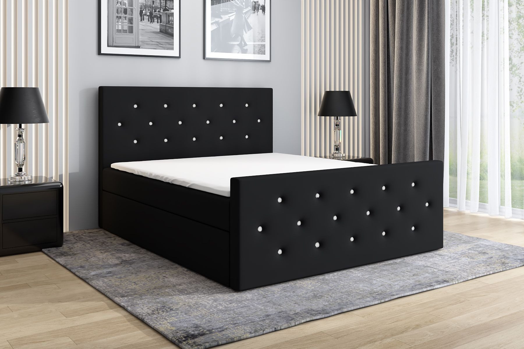 A&J MöbelLand GmbH Boxspringbett REINN mit Kristallknöpfen verziert. (Boxsp günstig online kaufen