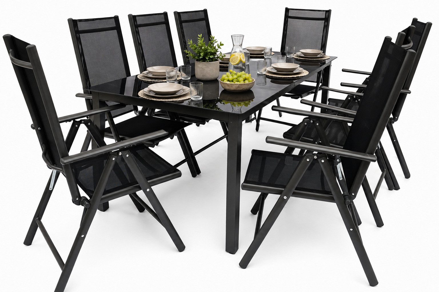 VCM Garten-Essgruppe 8 tlg. Gartenmöbel-Set Miami 7 Stühle Tisch 189x90, (Set, 9-tlg., 1x Tisch 8x Stuhl)