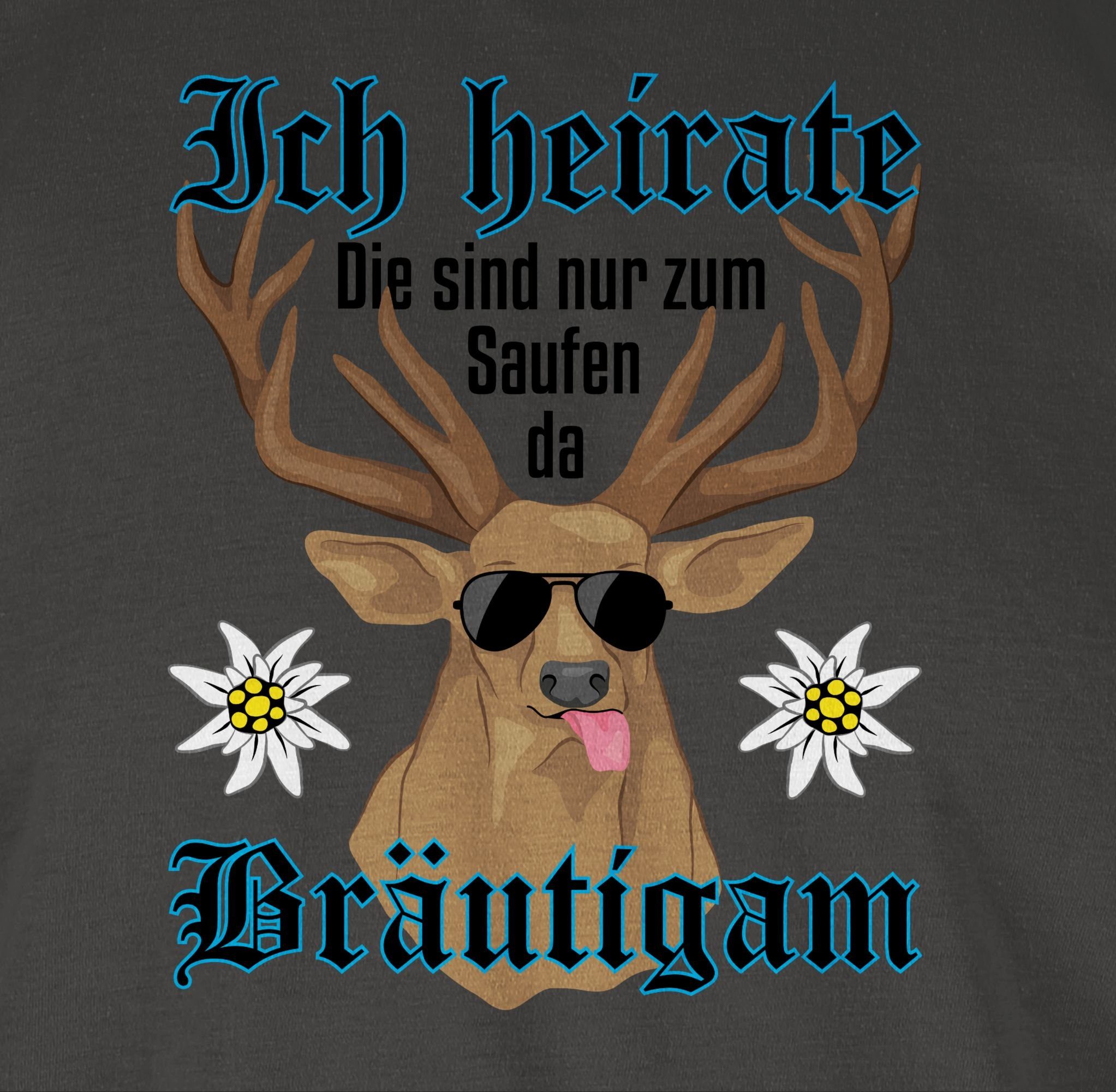 Männer Shirtracer 2 T-Shirt JGA Bräutigam Dunkelgrau Hirsch