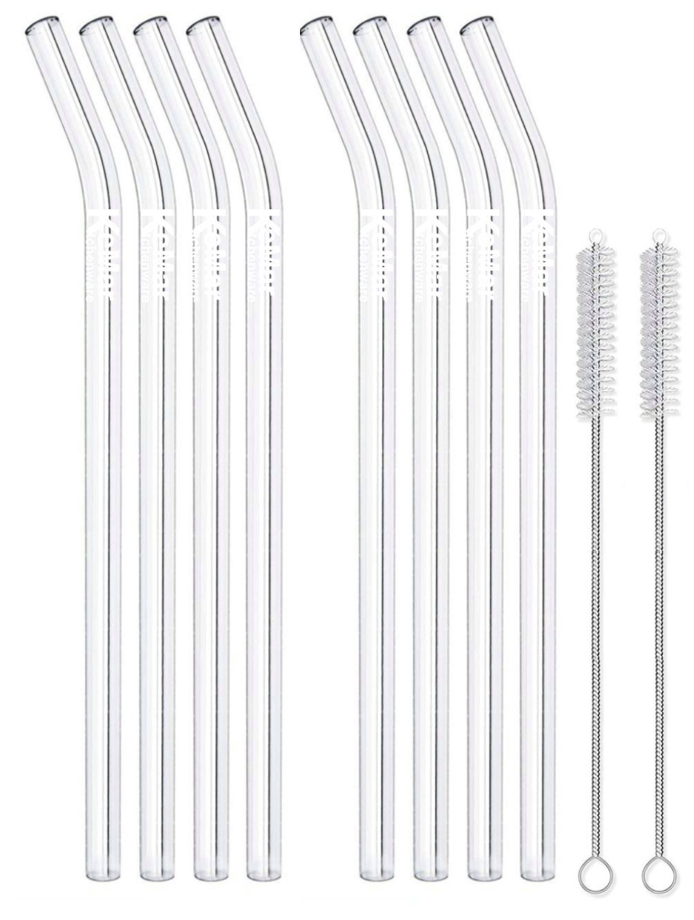 KeMar Kitchenware Trinkhalme Glastrinkhalme, (verschiedene Sets, 4-tlg., nach Auswahl), aus Borosilikat Glas