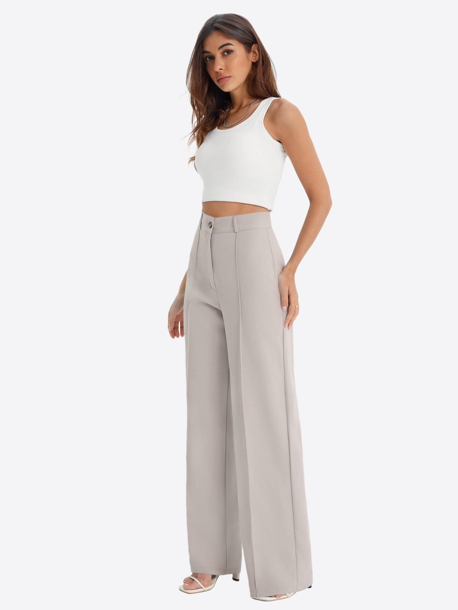 Imily Bela Marlene-Hose Damen Businesshose weitem Anzughose (Packung, 1-tlg., 1per-Pack) mit Knöpfen