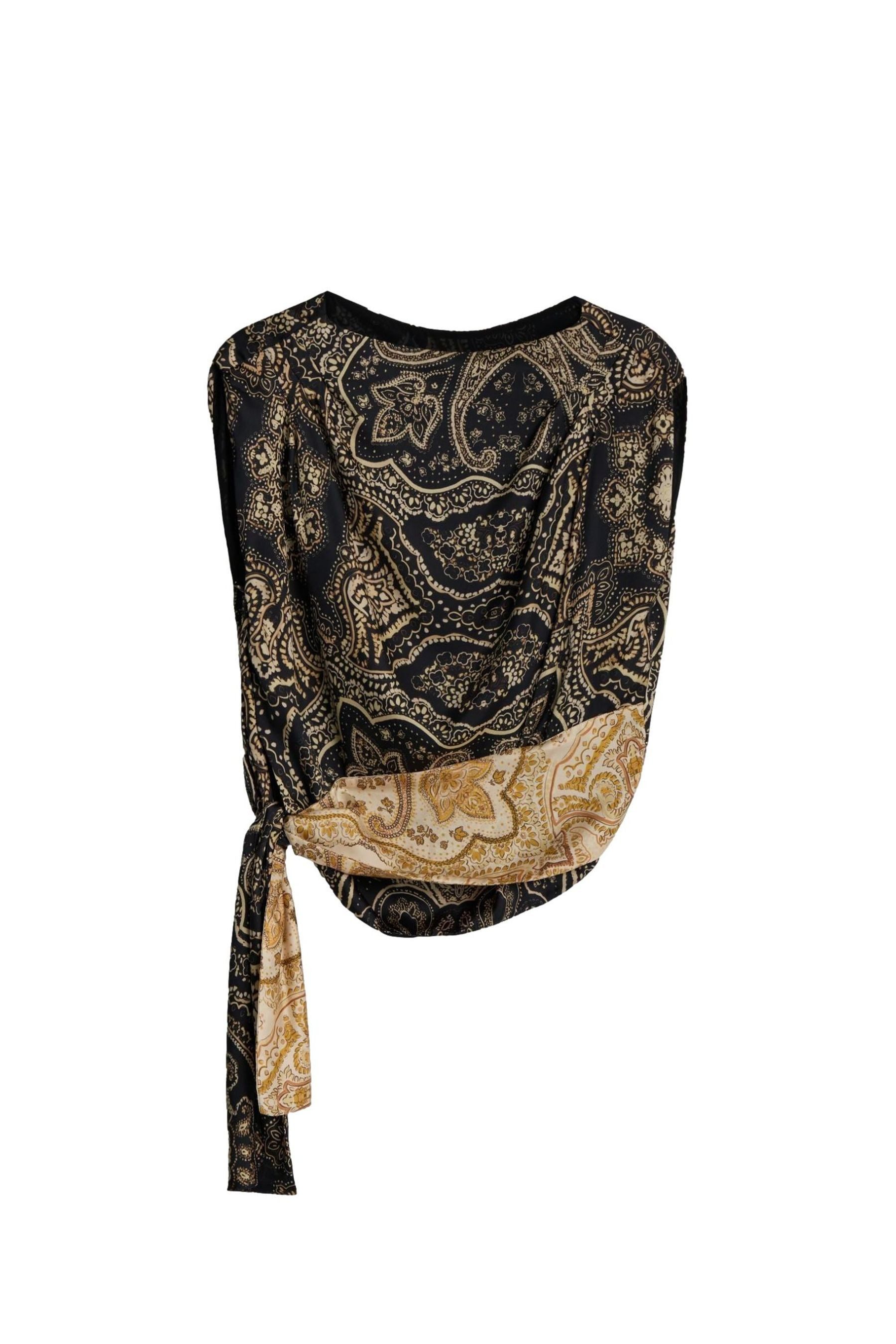 Bhoem Blusentop BHOEM Drapiertes Oberteil mit Paisley-Muster (1-tlg)