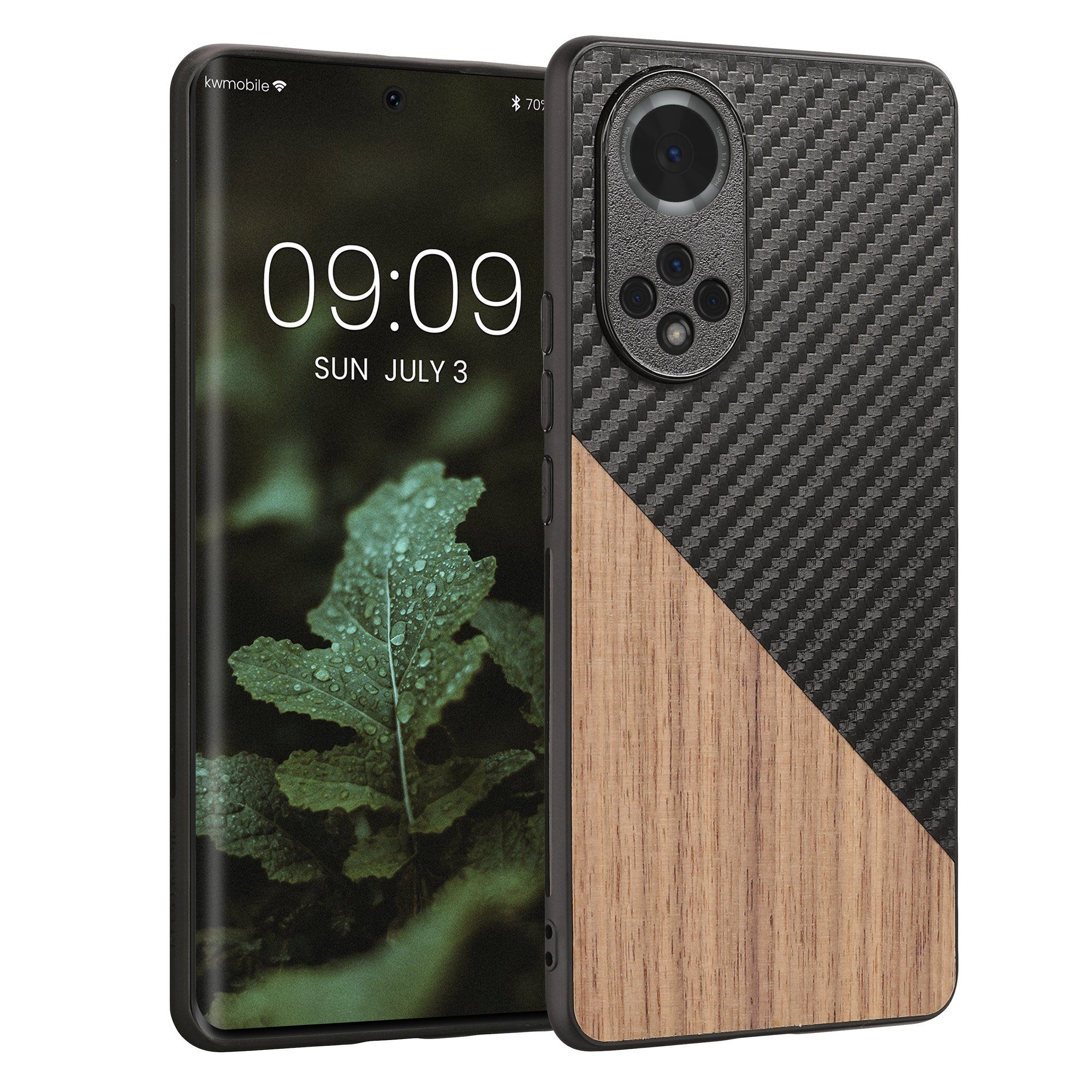 kwmobile Handyhülle Hülle für Honor 50, Holz Handy Schutzcase - Handy Case Schutzhülle - Smartphone Cover