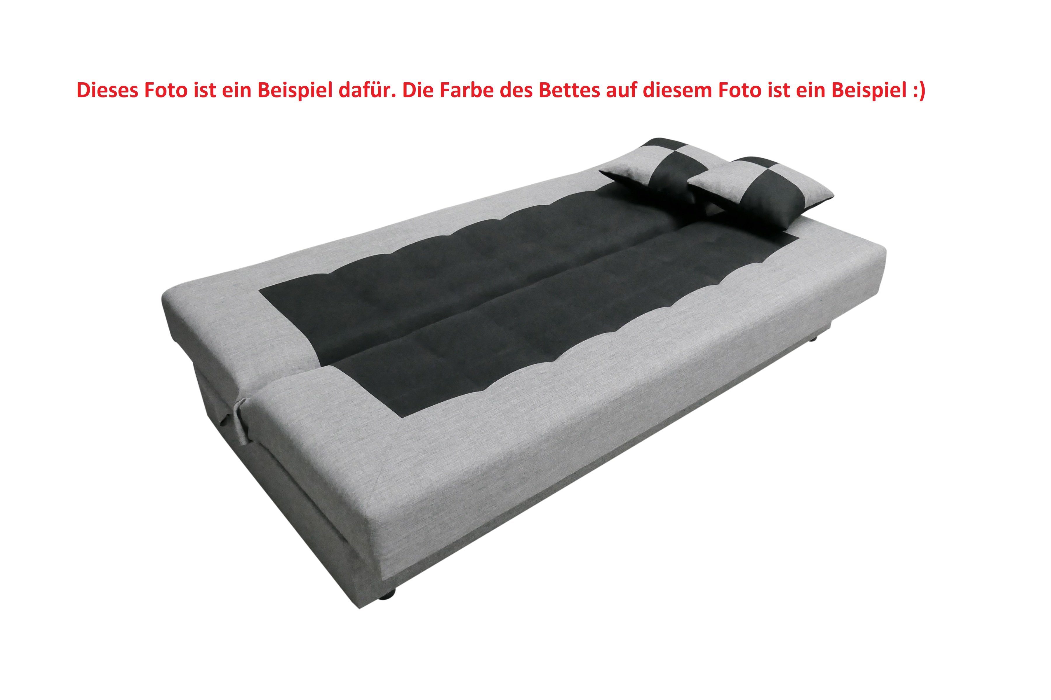 pressiode Sofa Schlafsofa, POLO mit 192cm Braun COUCH und Schlaffunktion PLUS Bettkasten