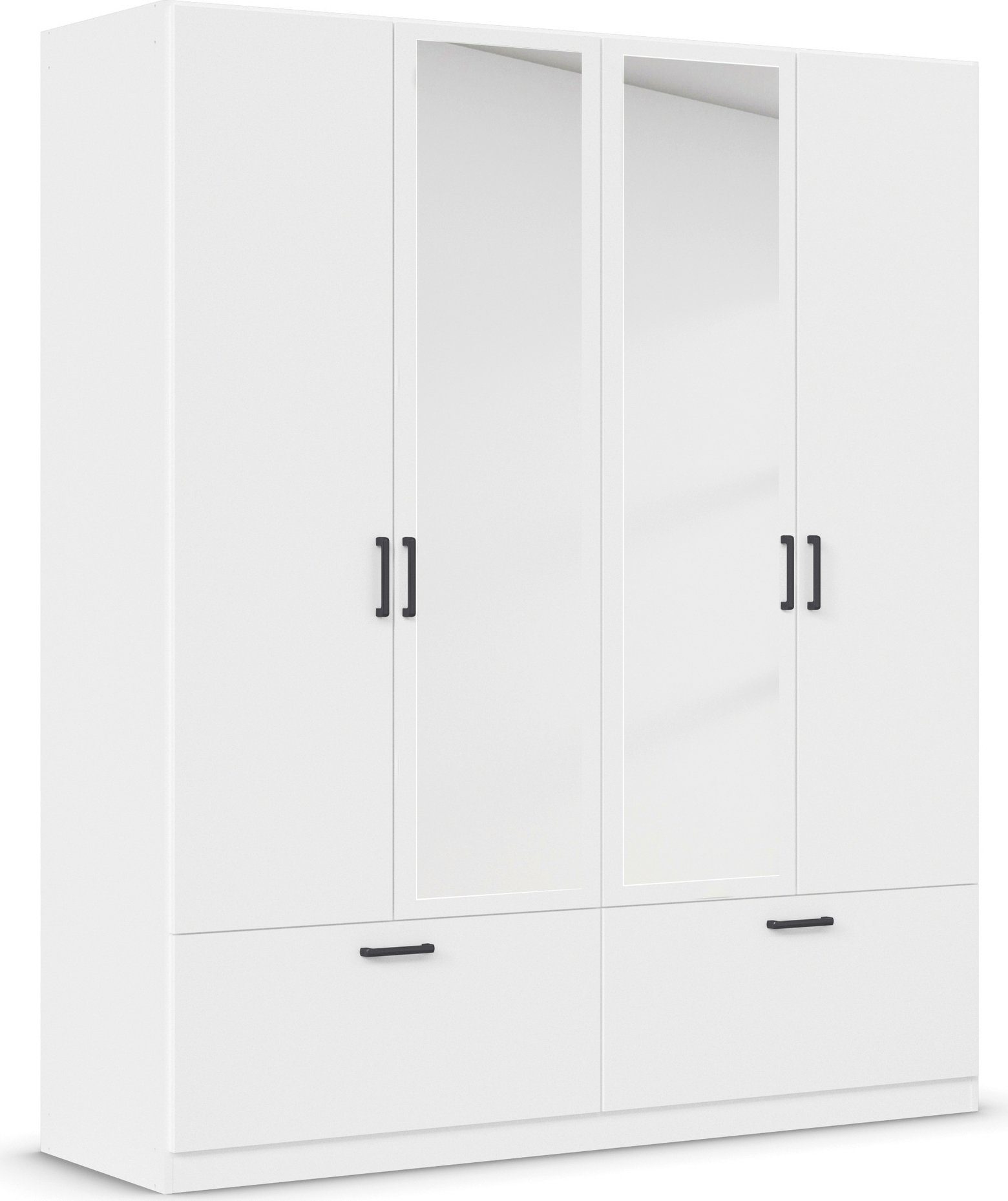 rauch Drehtürenschrank Kleiderschrank Schrank Garderobe Wäscheschrank BARI mit Spiegel mit Schubkästen und modernem Griff in Graumetallic MADE IN GERMANY