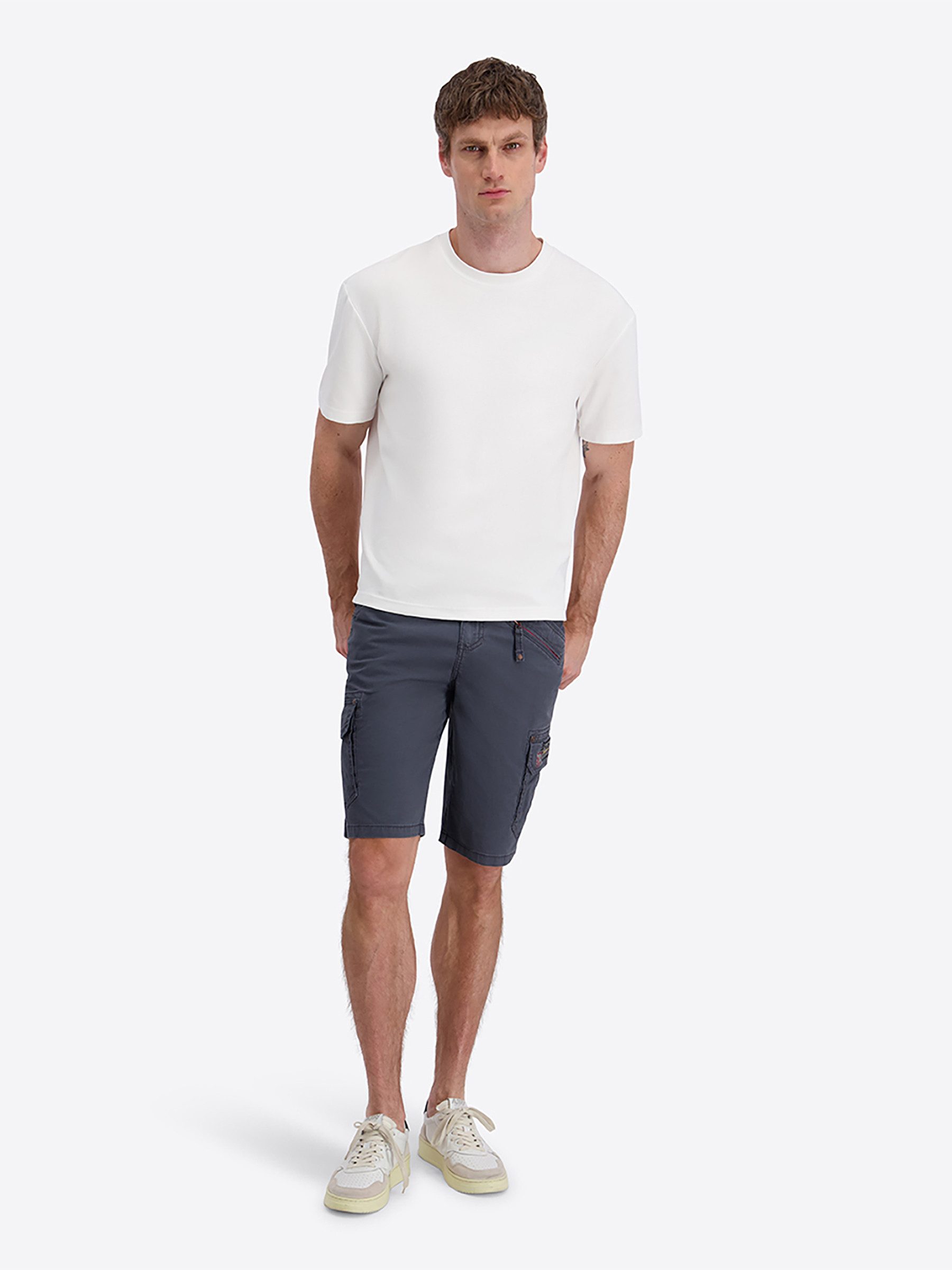TIMEZONE Cargoshorts Inklusive Gürtel Cargotaschen Reißverschluss Bundkomfort für Herren (1-tlg) Baumwolle Normal Fit Einfarbig atmungsaktiv Reißverschluss