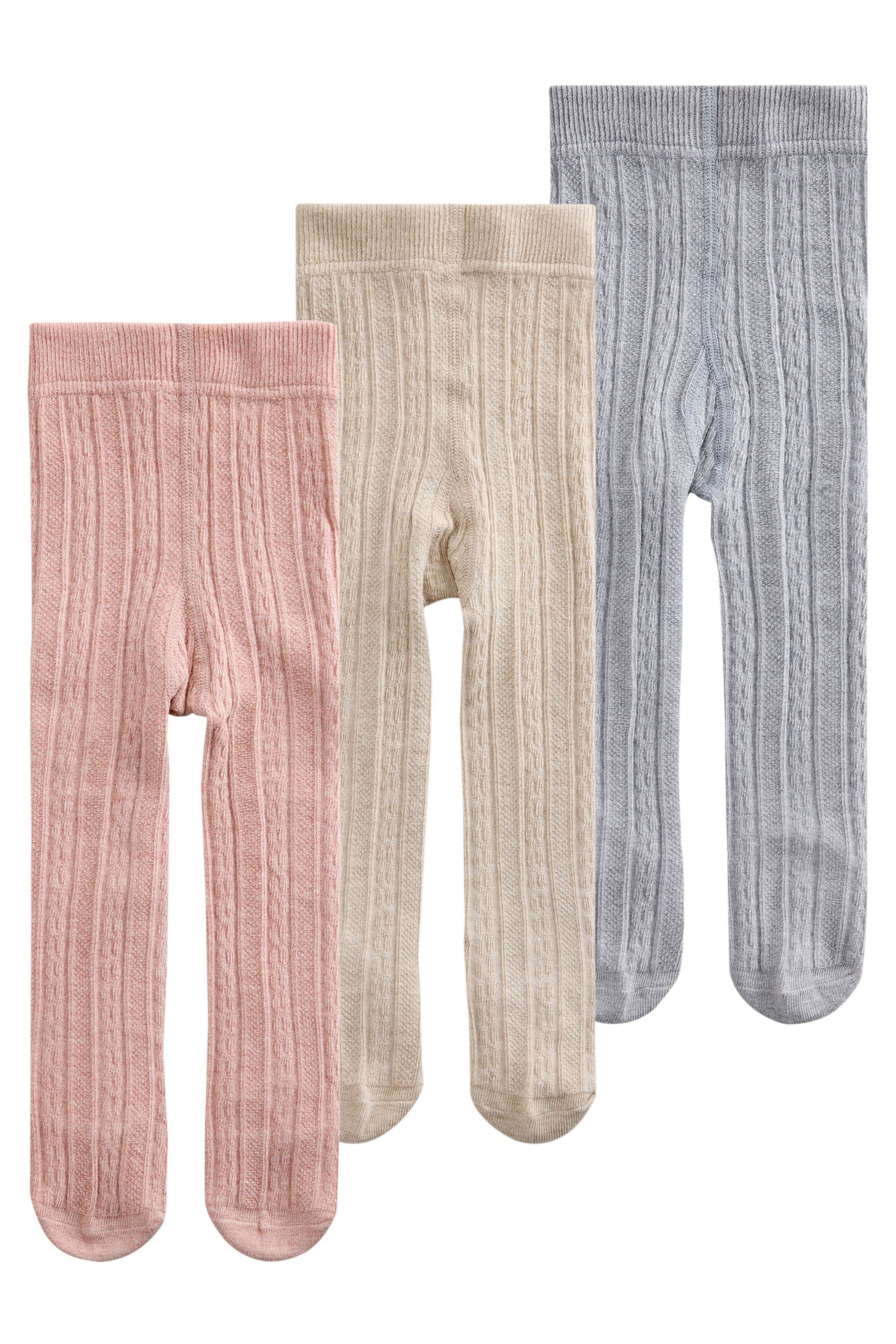 Next Strumpfhose Baby Strumpfhosen mit Zopfmuster, 3er-Pack (3 St)