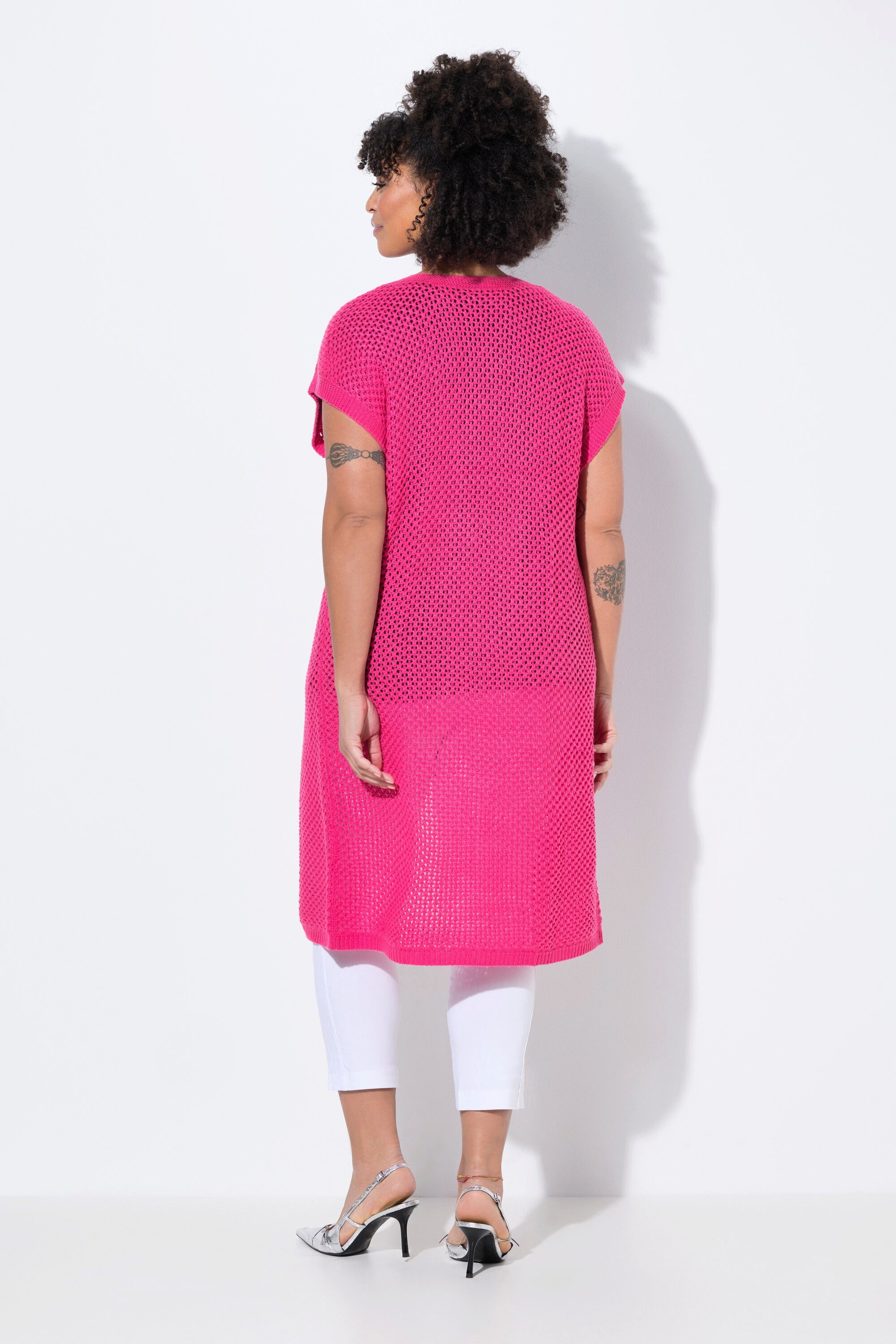 MIAMODA Langjacke Strickweste offene Form Strukturstrick