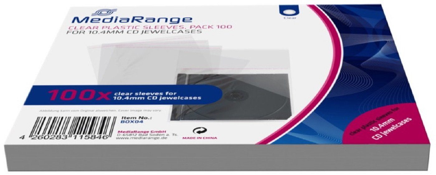 Mediarange CD-Hülle 100 Taschen für 10 mm Jewelcase transparent