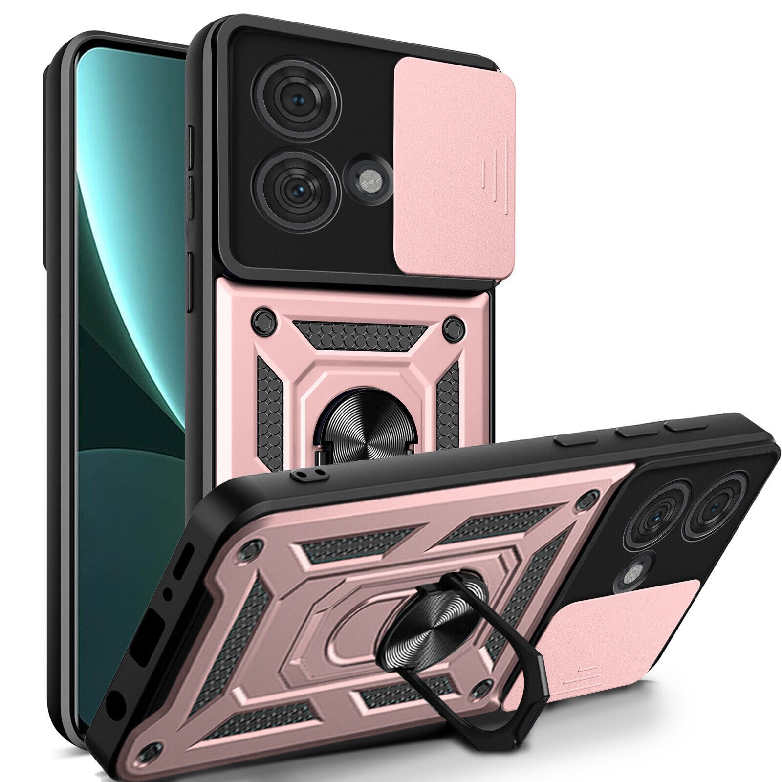betterfon Handyhülle Panzerhülle für Motorola Edge 40 Neo mit Kameraschutz & Ringhalter, Outdoorhülle mit Smartstand und Silikonkern