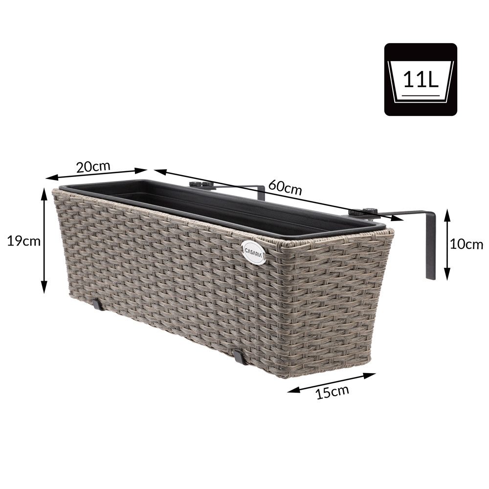 Thumbnail - Casaria Blumenkasten, 2er Set 11 Liter Montagehalterung indoor outdoor Geländerkasten