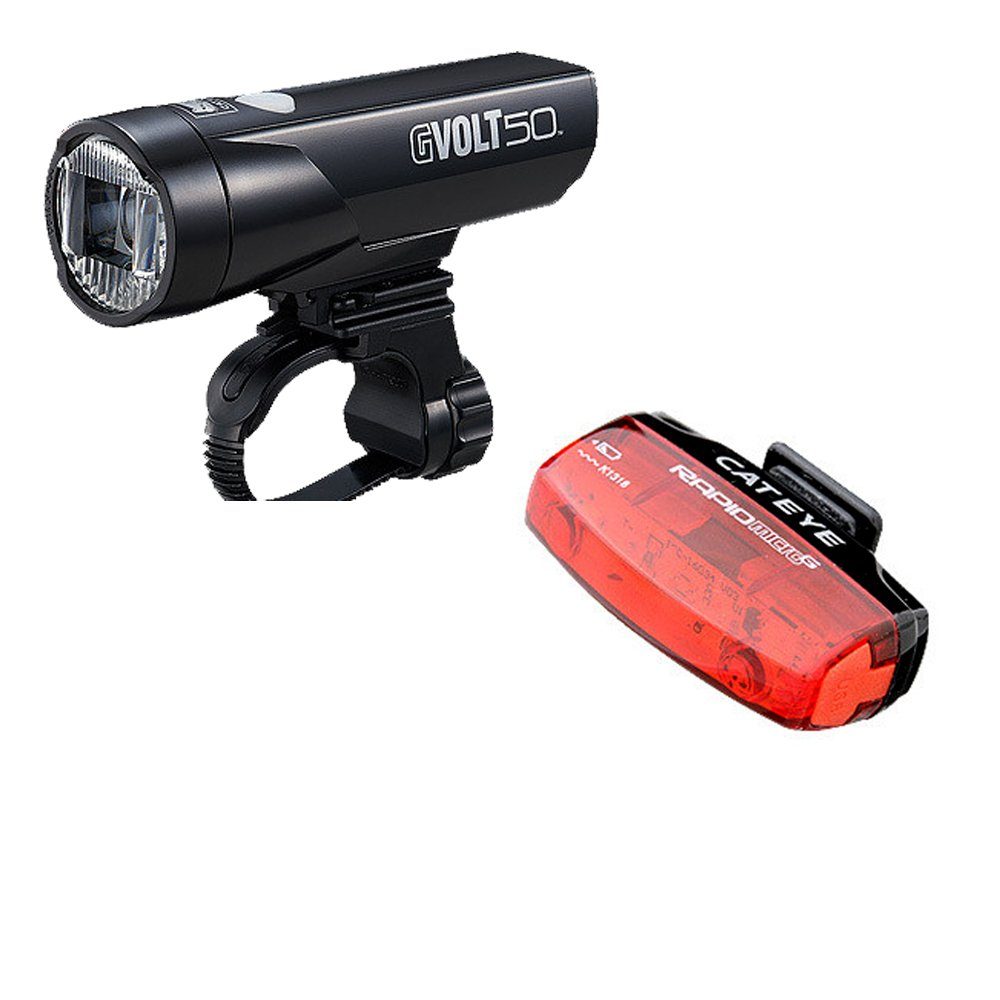 Cateye Fahrradbeleuchtung Cat Eye, Beleuchtung, GVolt 50 + Rapid Micro G,  Lichtset vorne + hinten, 50+ Lux StVZO
