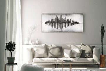 KUNSTLOFT Holzbild Frequency 1001 120x55 cm, handgefertiges Wandbild aus Holz