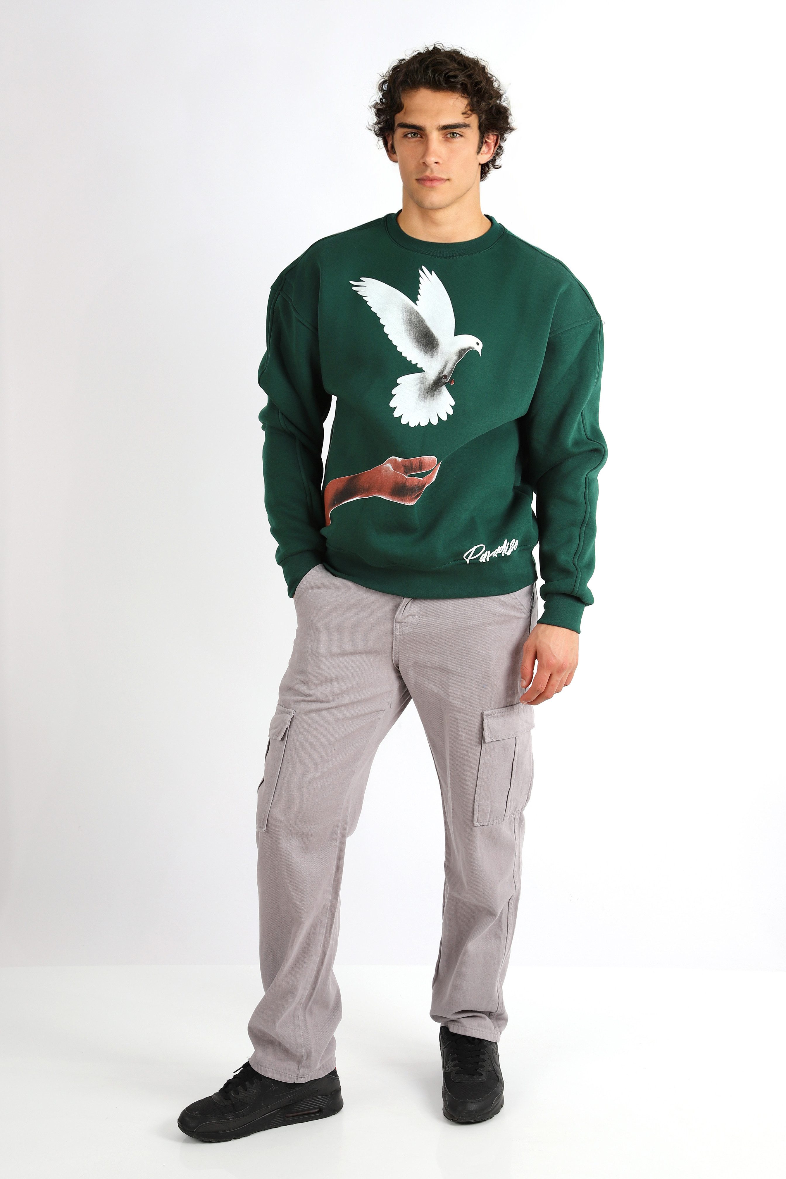 Megaman Jeans Sweatshirt Basic Sweatshirt I Pullover Herren aus Baumwolle & Elastan Print