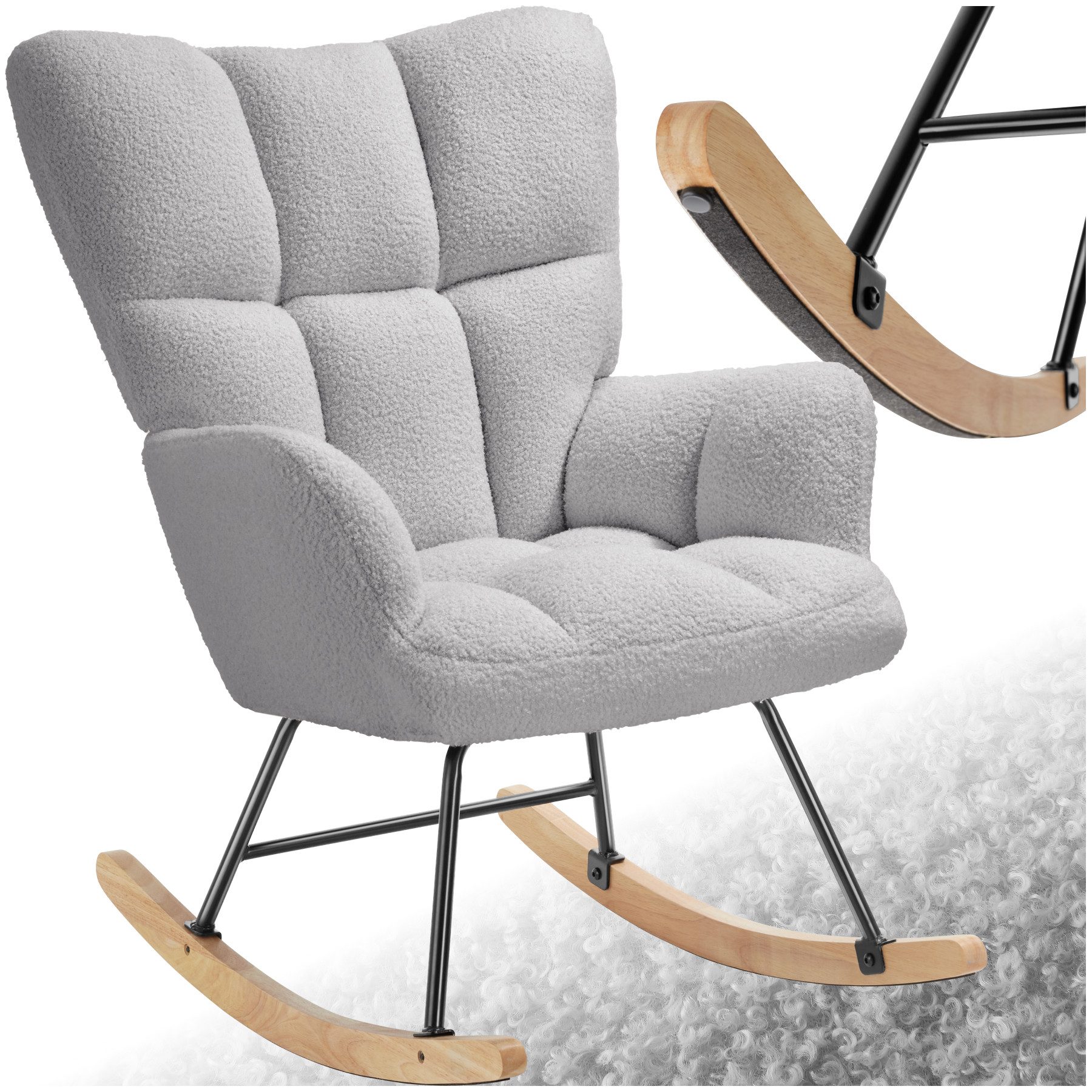 tectake Schaukelstuhl Relaxsessel Torve, gepolstert, Holzkufen, 120 kg Bela günstig online kaufen